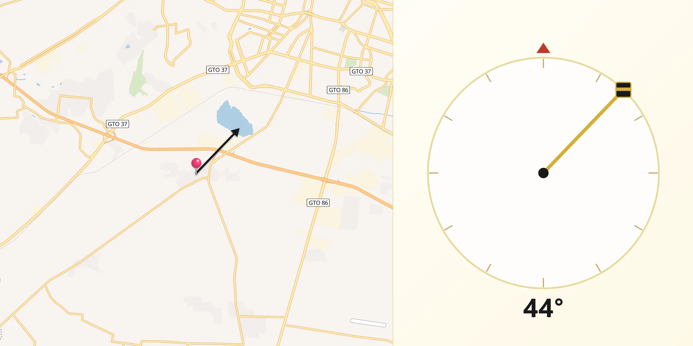 Dirección de la Qibla desde Plan de Ayala