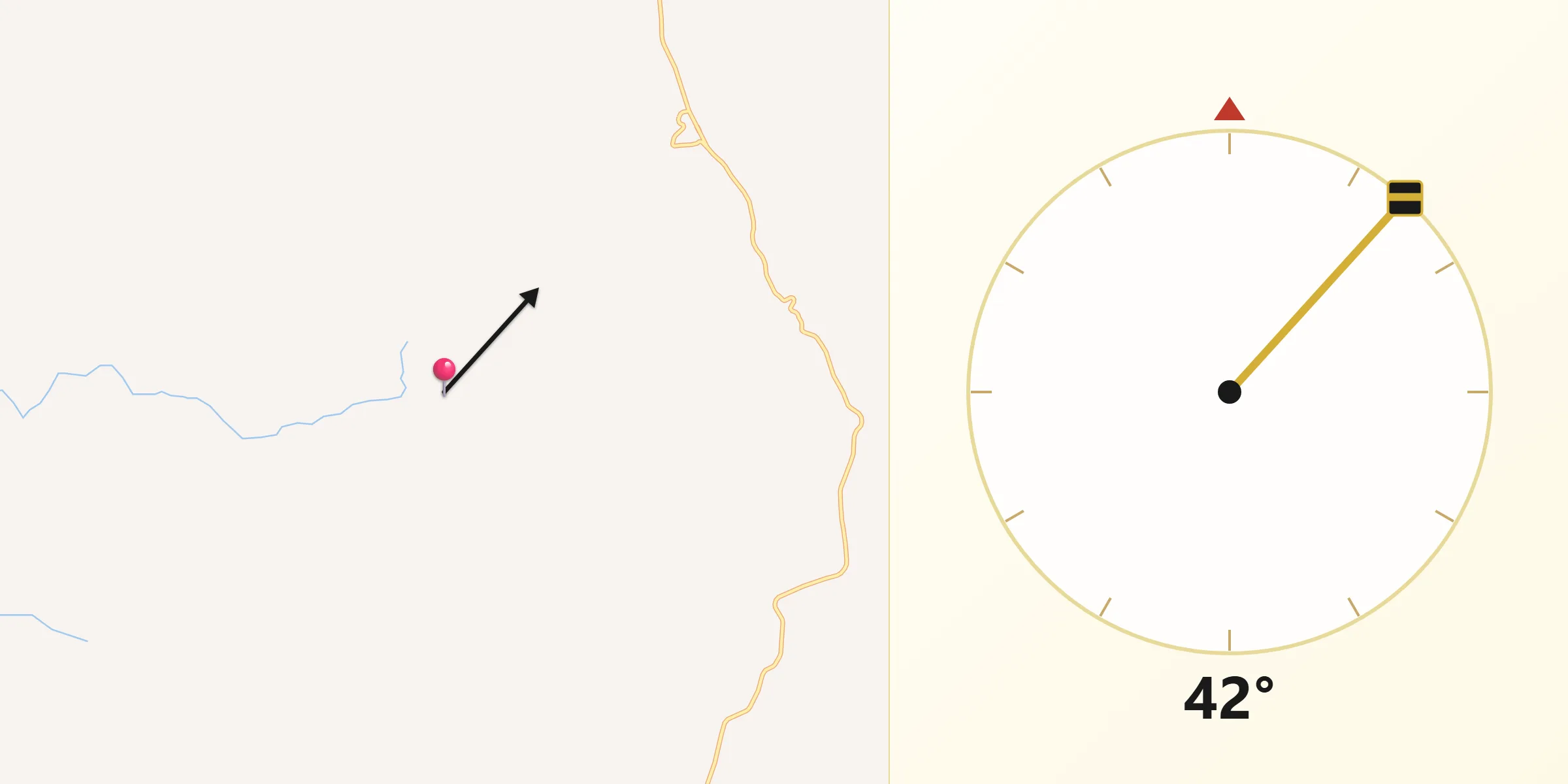 Dirección de la Qibla desde Atemanica