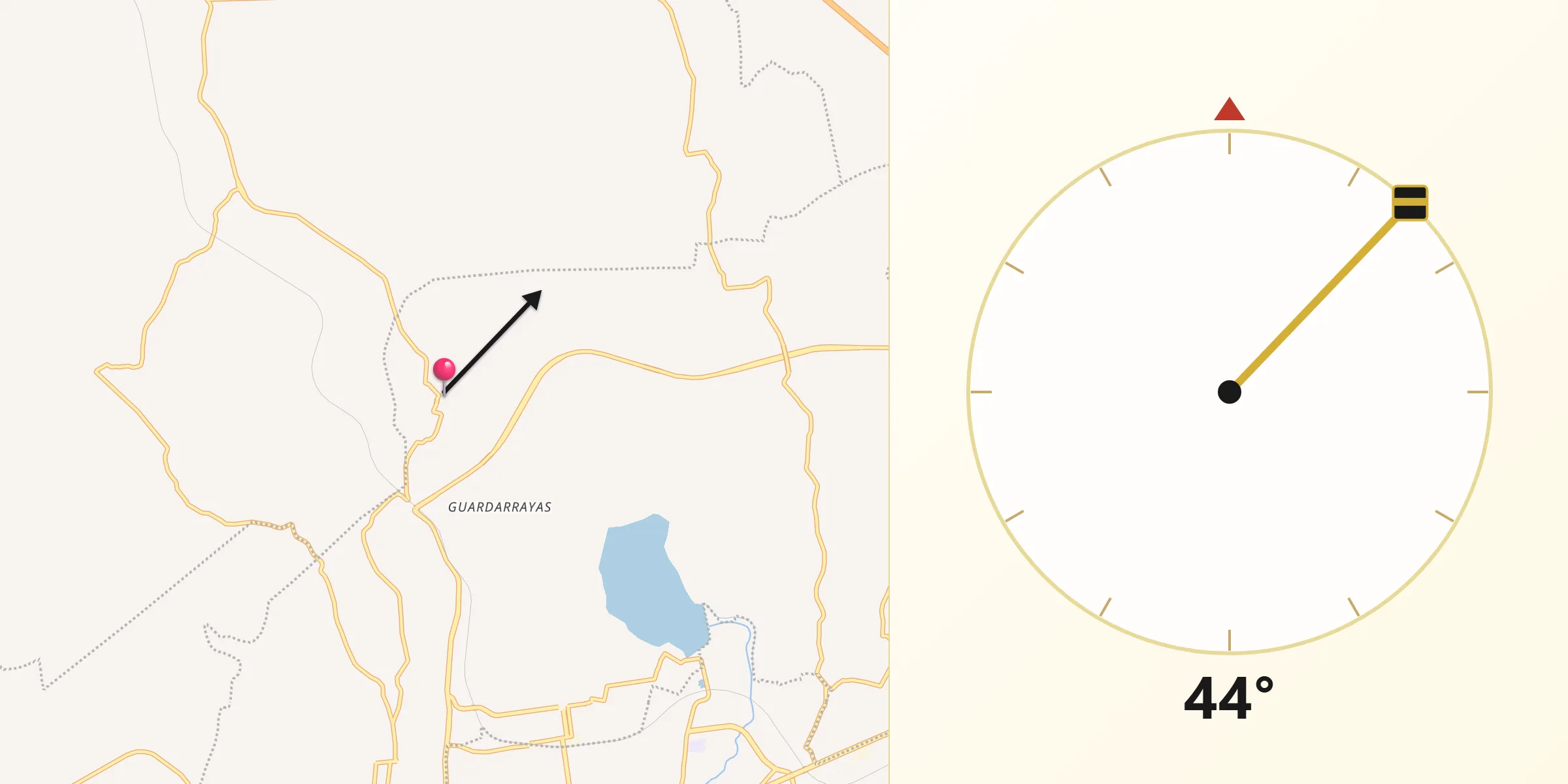 Dirección de la Qibla desde Potrerillos (Guanajal)
