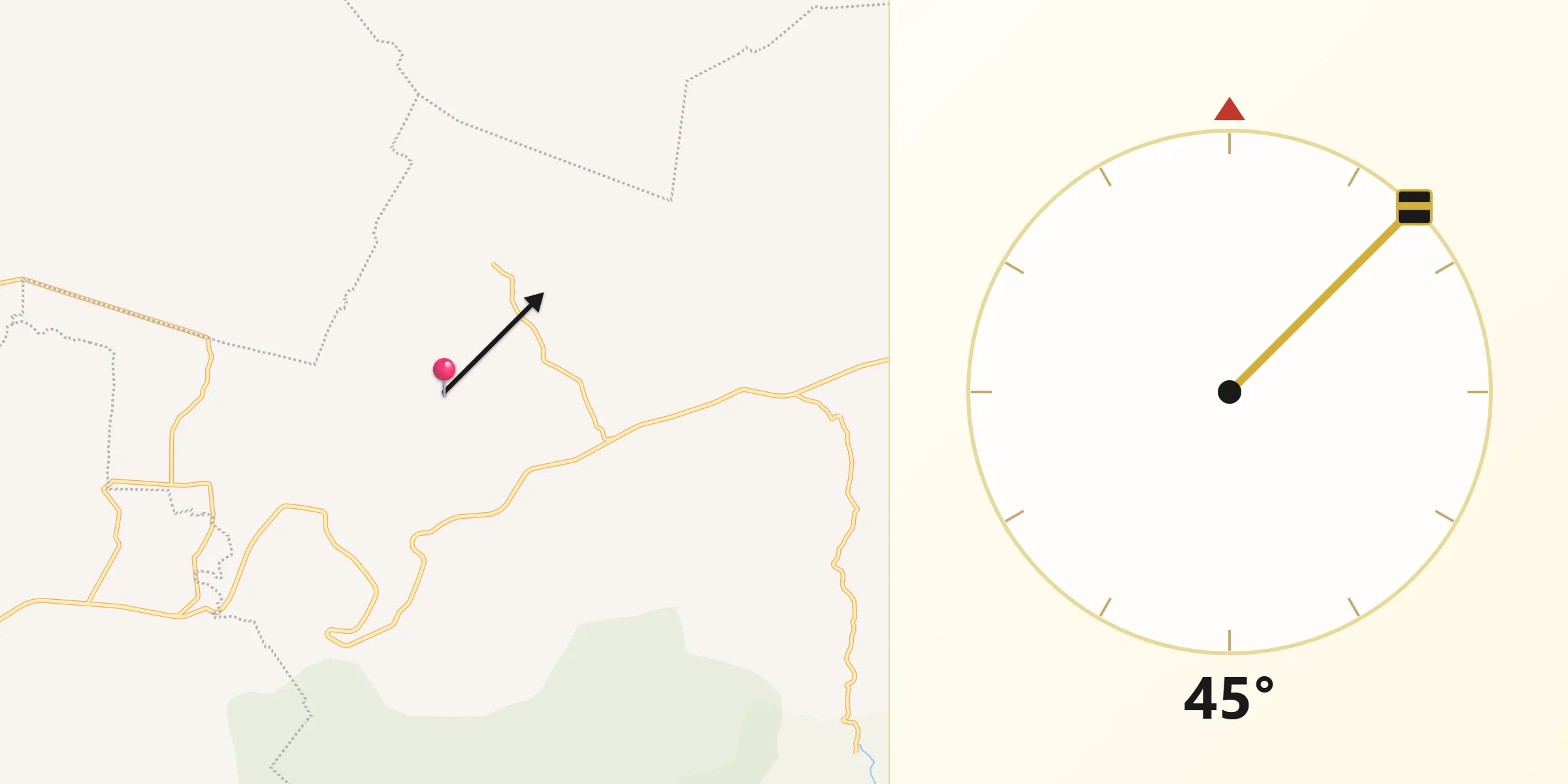 Dirección de la Qibla desde Cuesta de Peñones