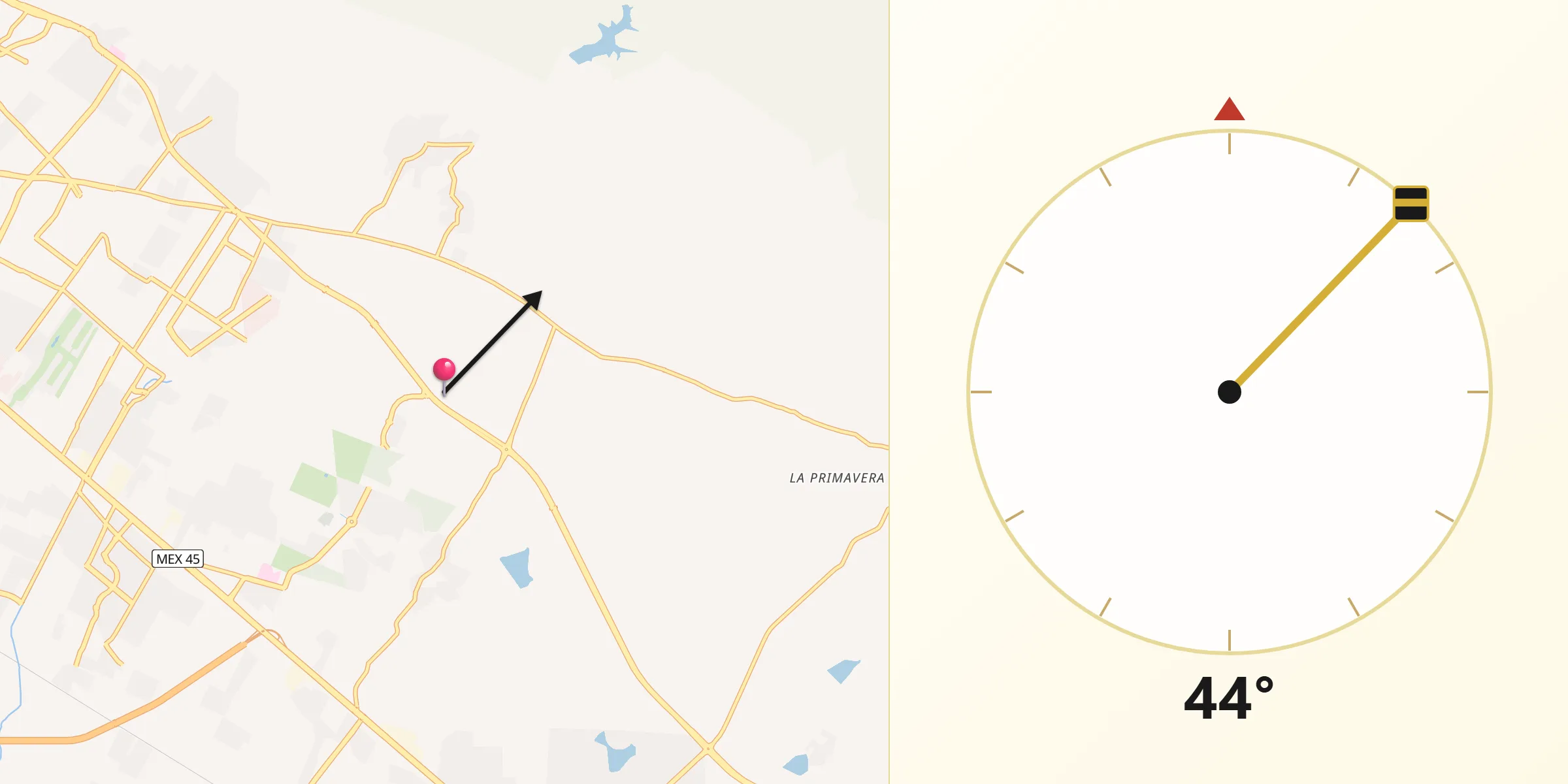 Dirección de la Qibla desde Ladrilleras del Refugio