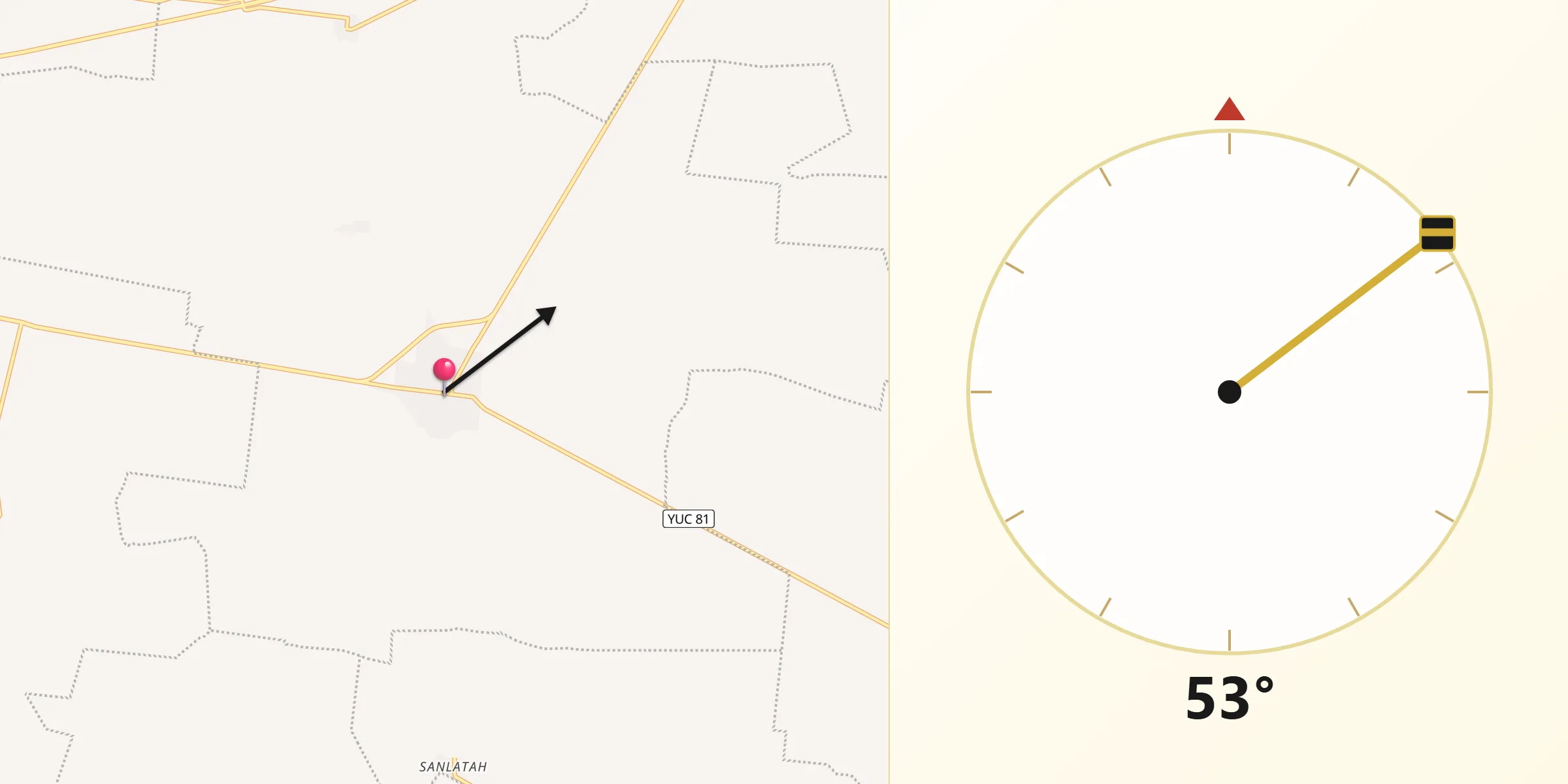 Dirección de la Qibla desde Suma de Hidalgo