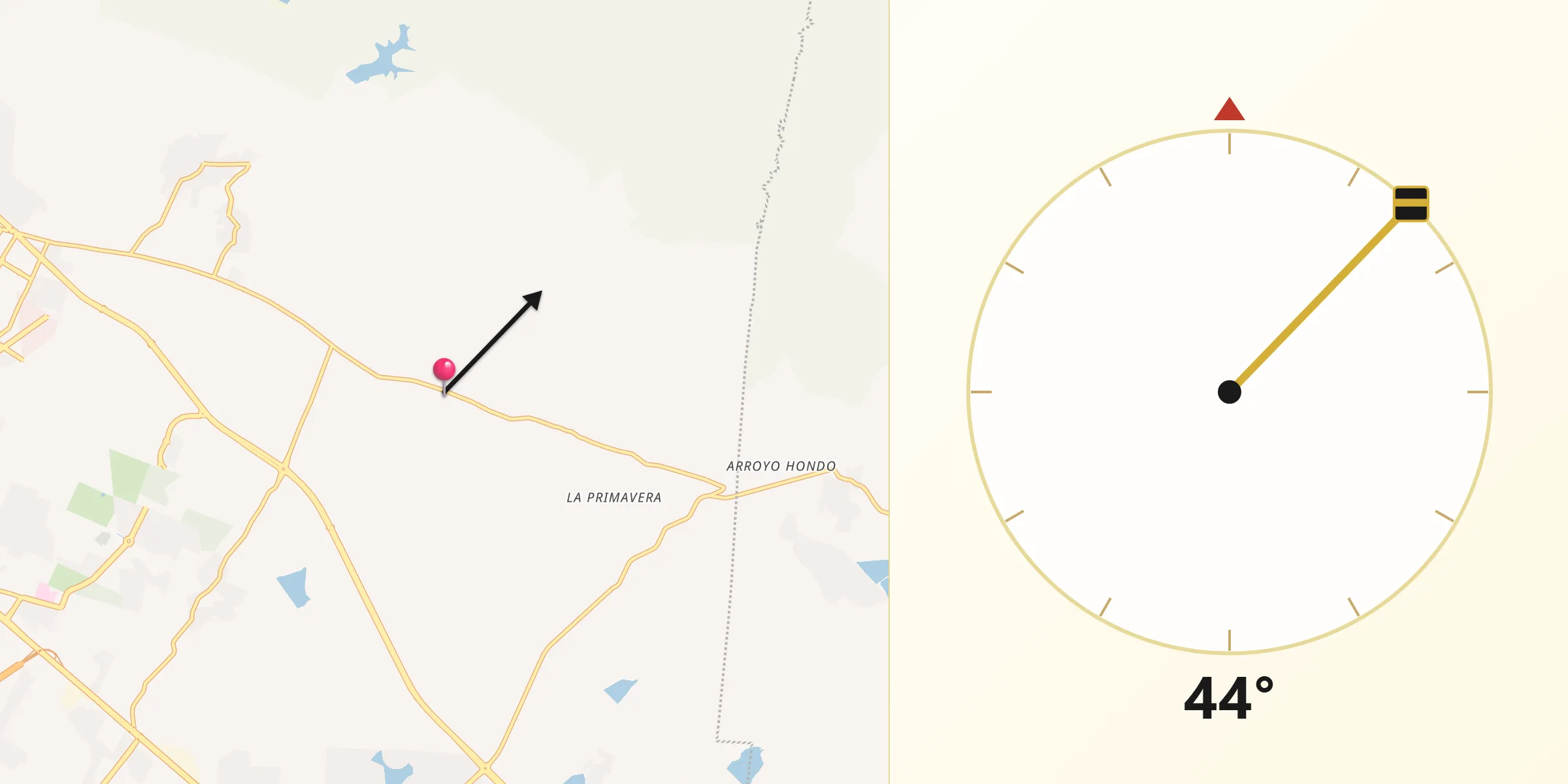 Dirección de la Qibla desde Duarte