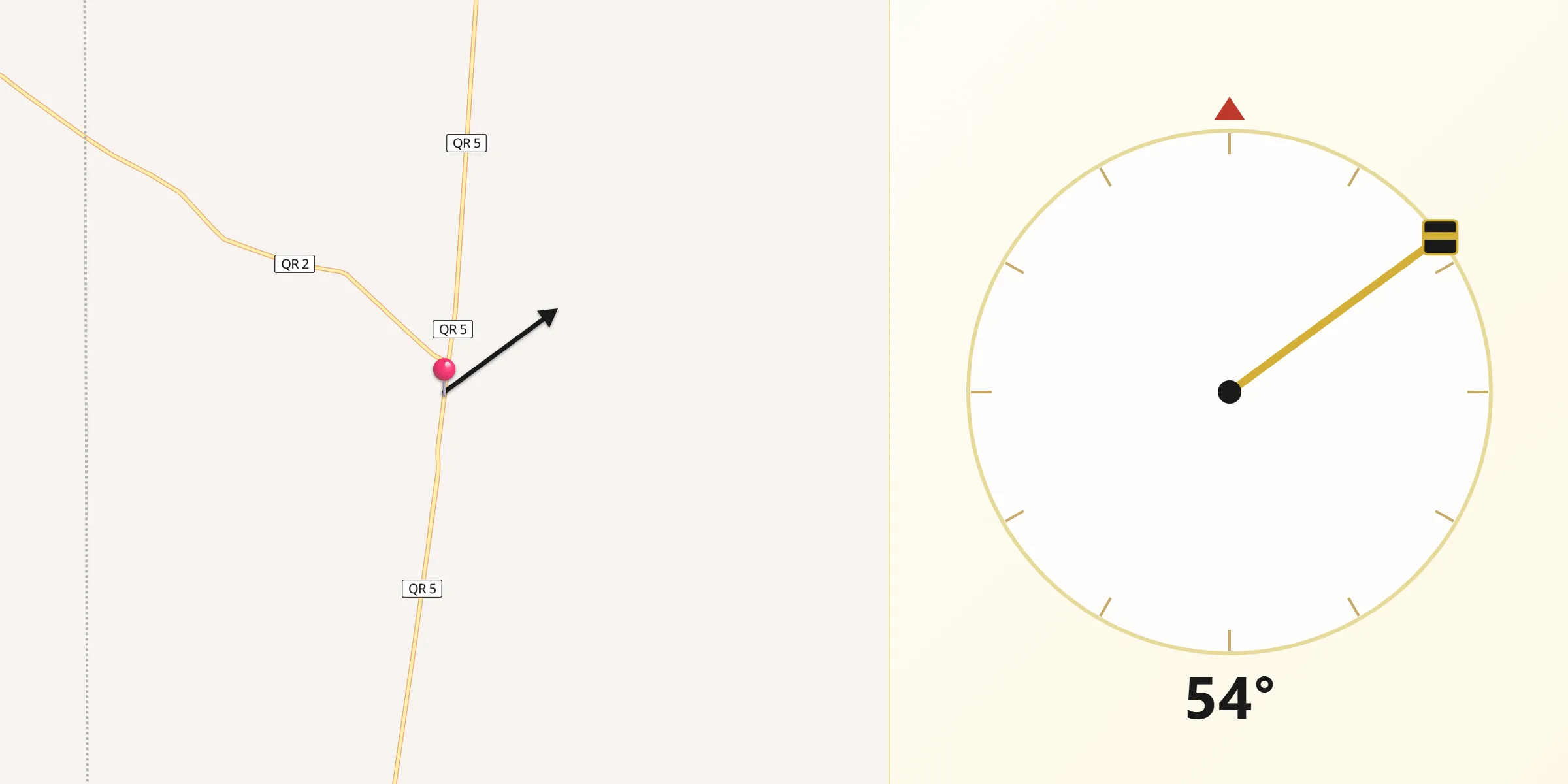 Dirección de la Qibla desde Kantunilkín