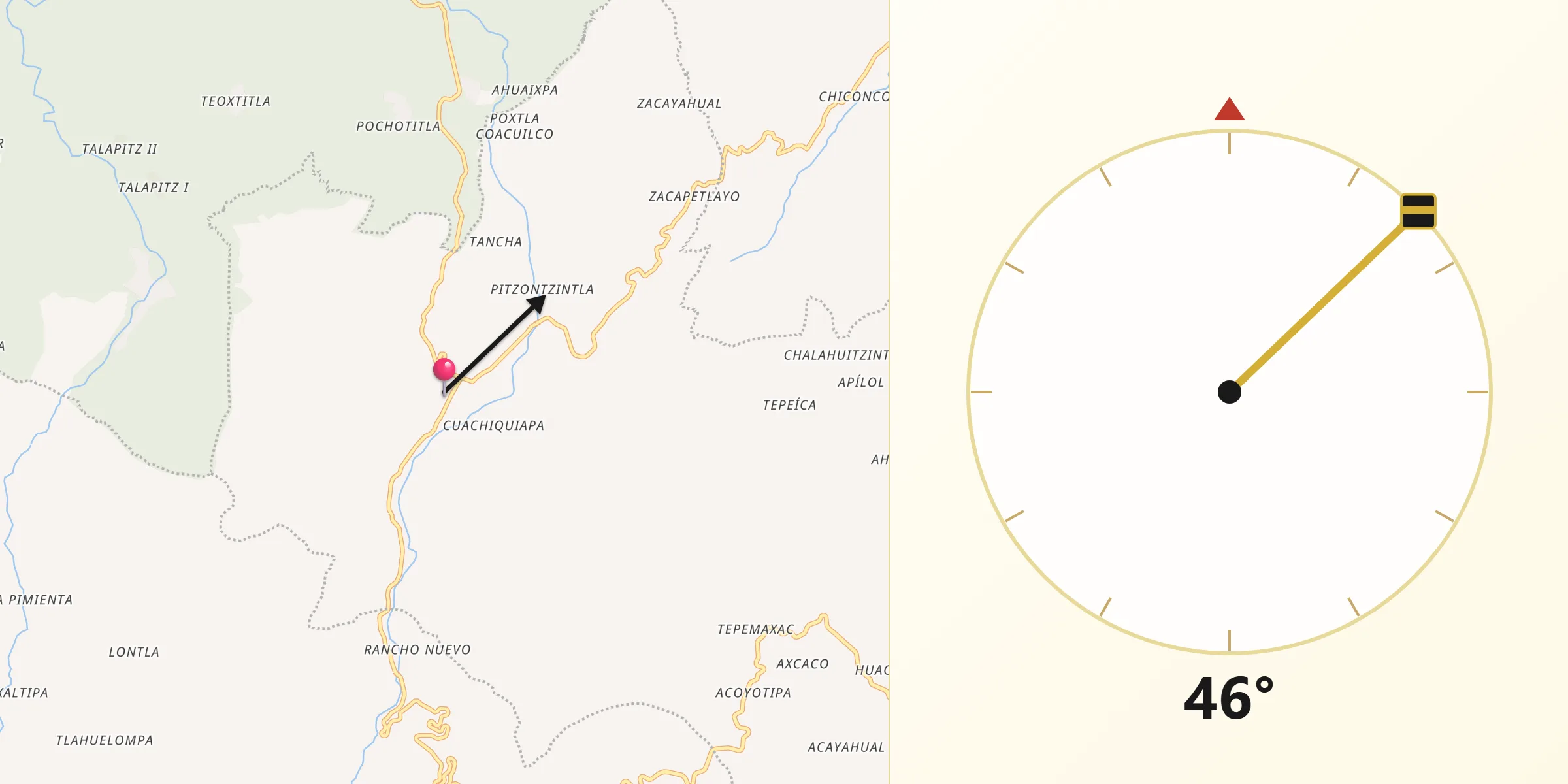 Dirección de la Qibla desde Coacuilco