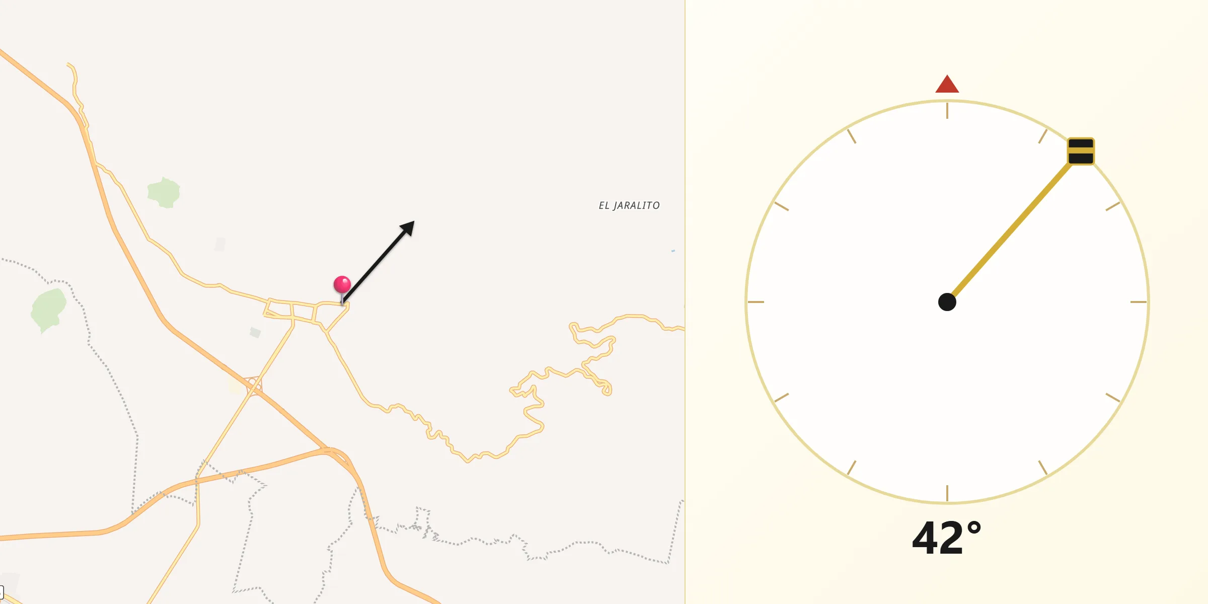Dirección de la Qibla desde Jomulco