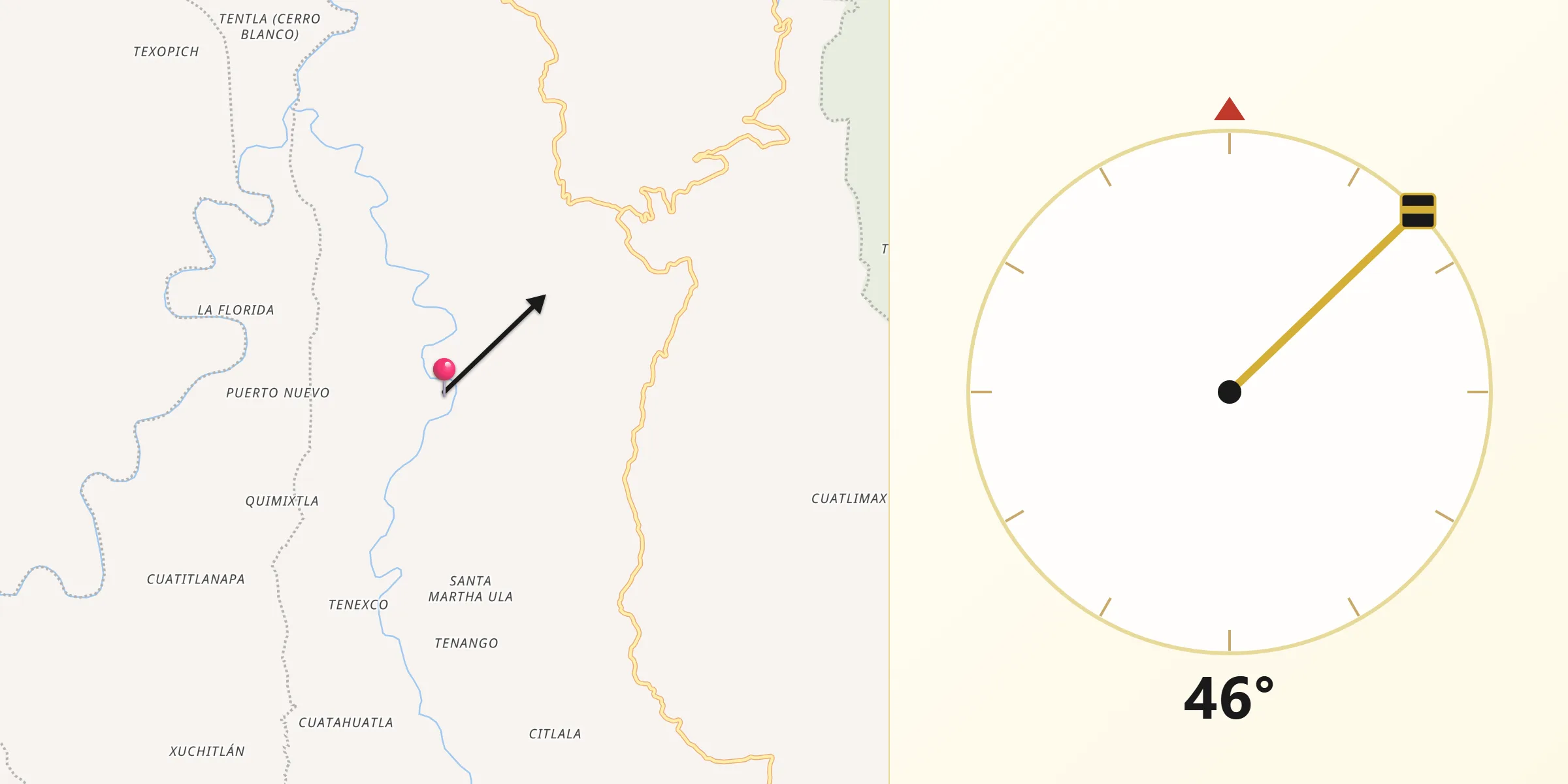 Dirección de la Qibla desde Jalpa