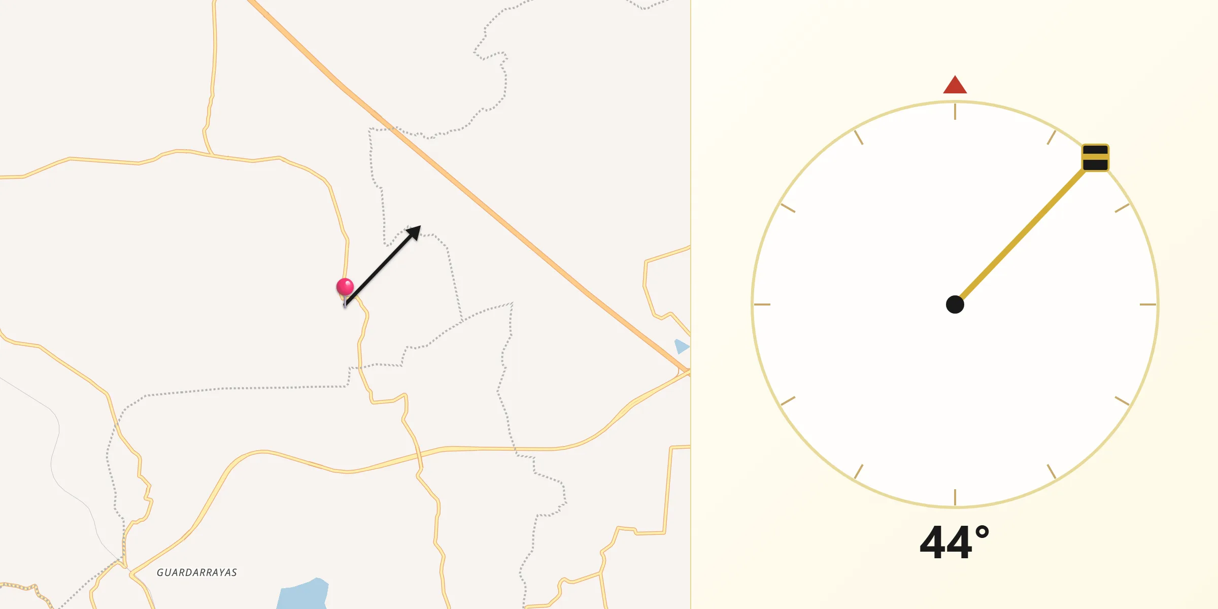 Dirección de la Qibla desde La Noria