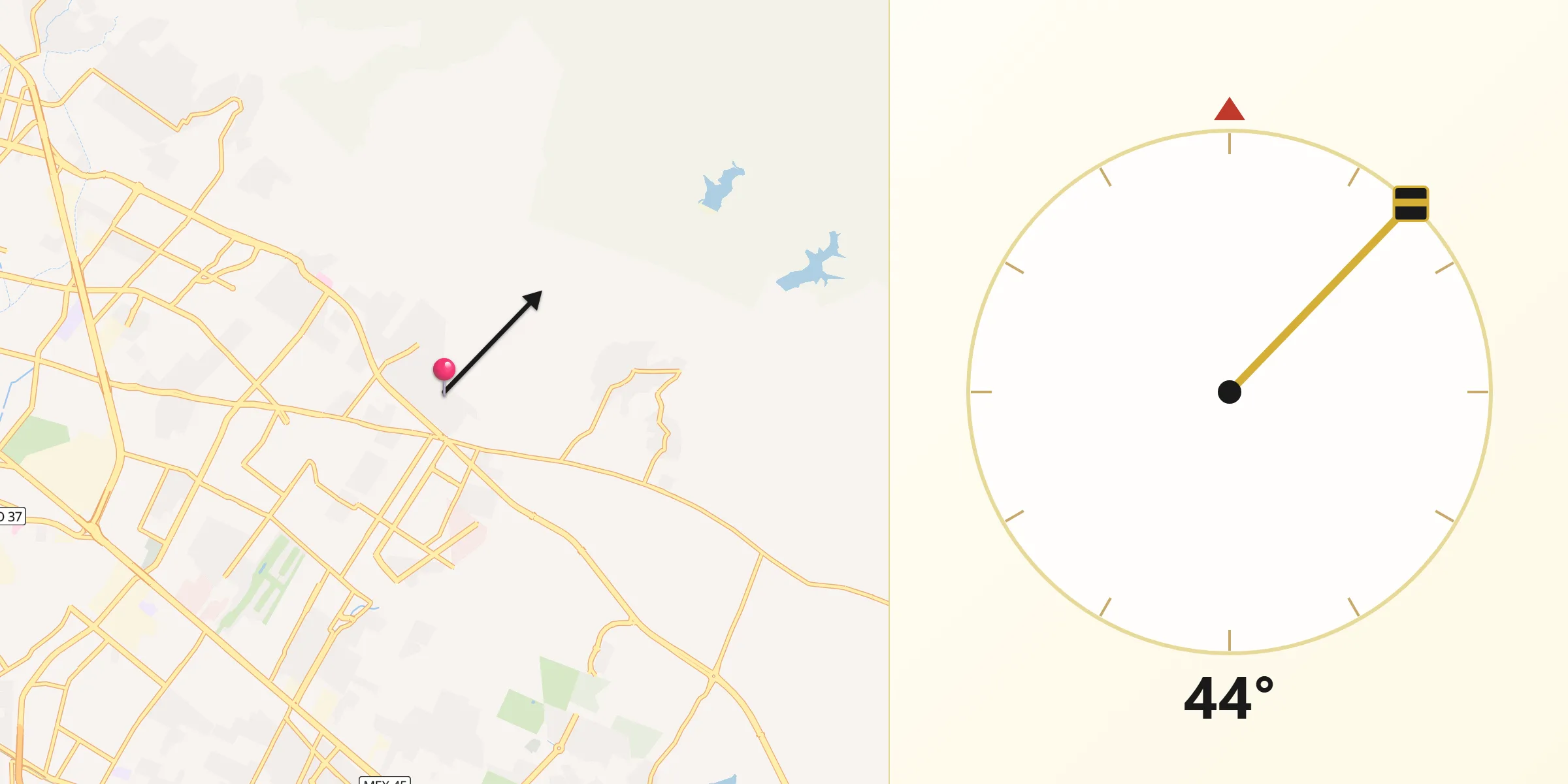 Dirección de la Qibla desde Fraccionamiento Paraíso Real