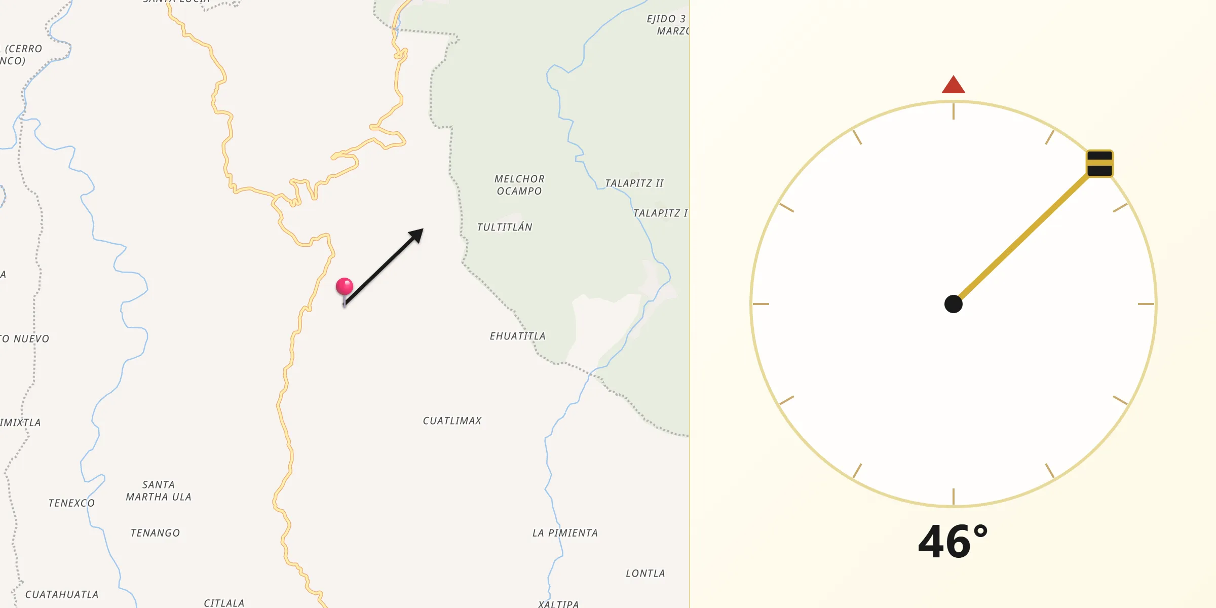 Dirección de la Qibla desde Pueblo Hidalgo