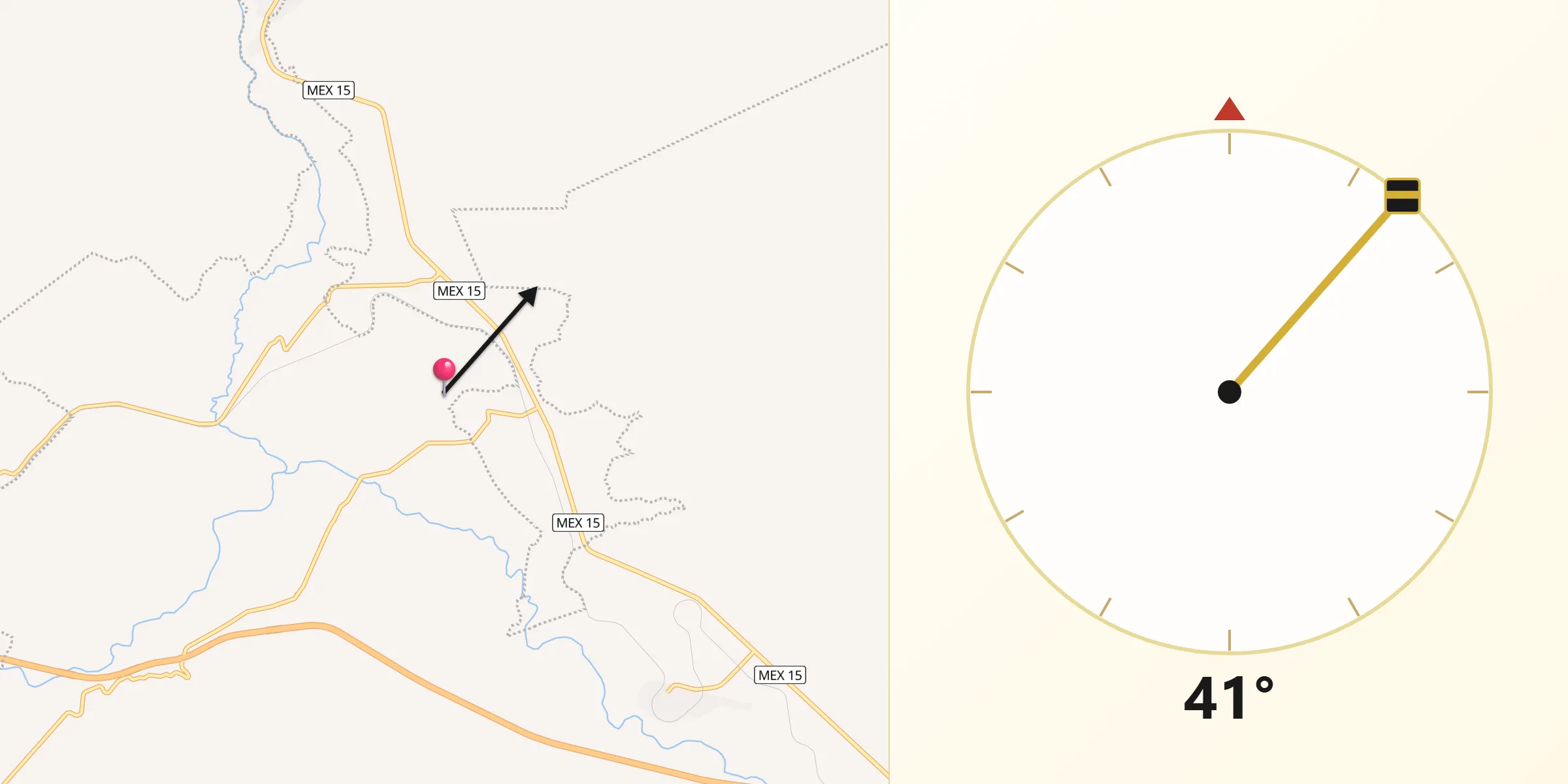Dirección de la Qibla desde Uzeta