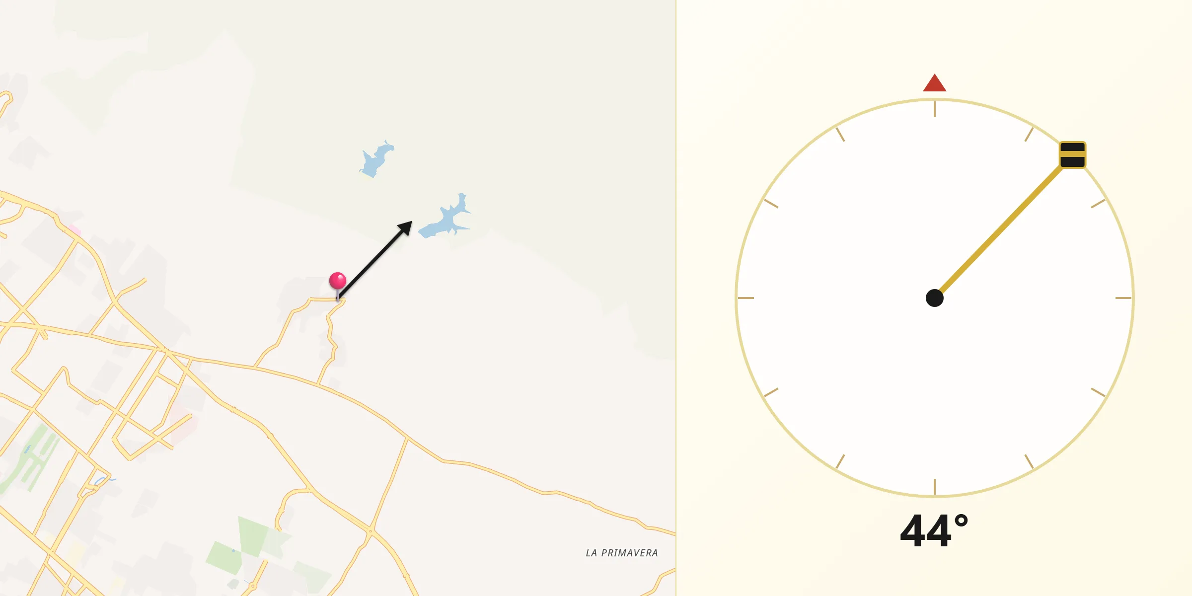Dirección de la Qibla desde Lucio Blanco (Los Gavilanes)