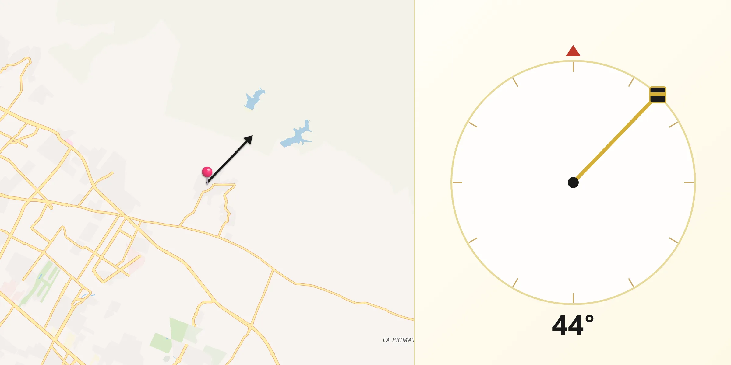 Dirección de la Qibla desde San Juan de Otates