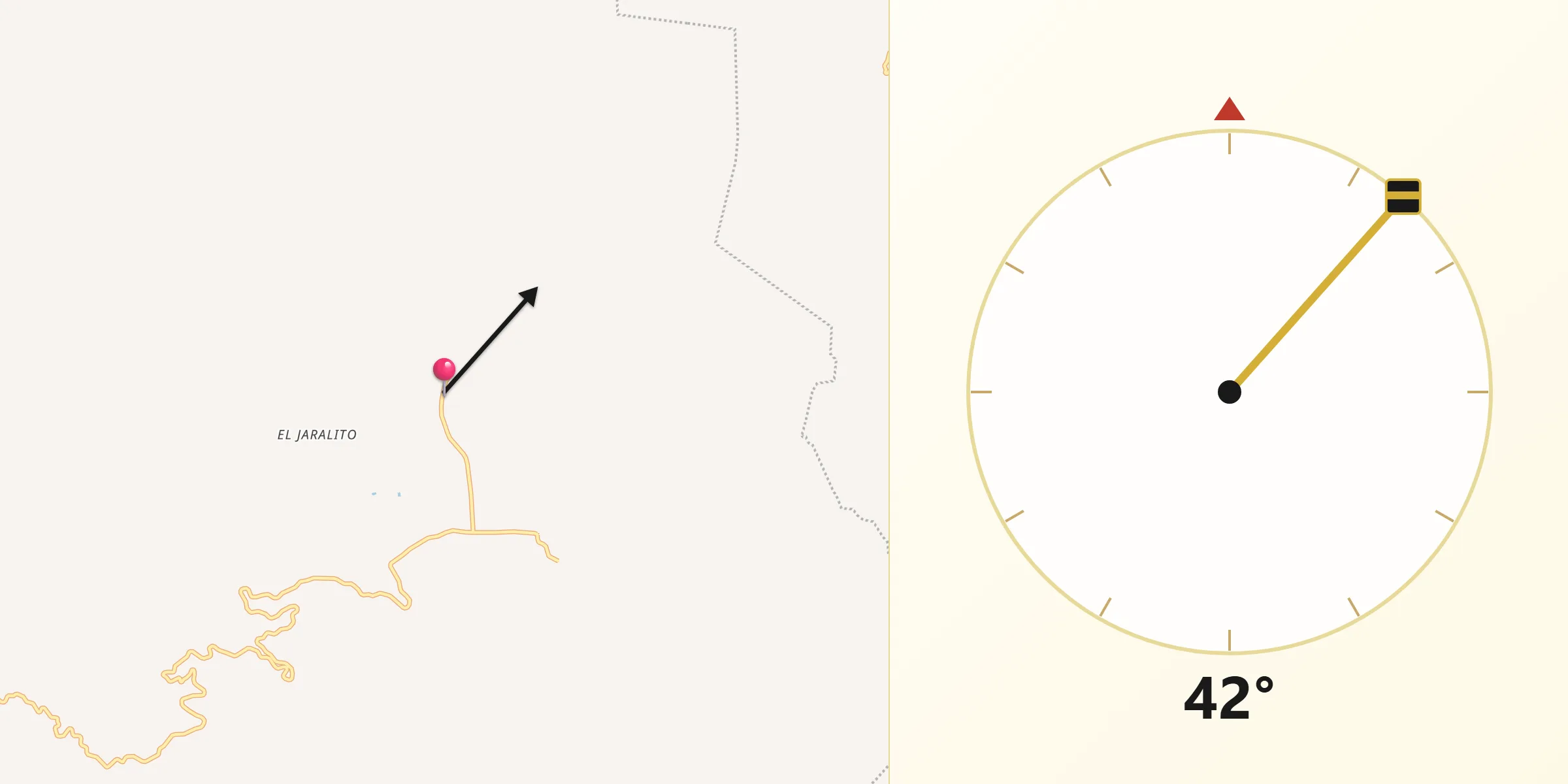 Dirección de la Qibla desde Rosa Blanca
