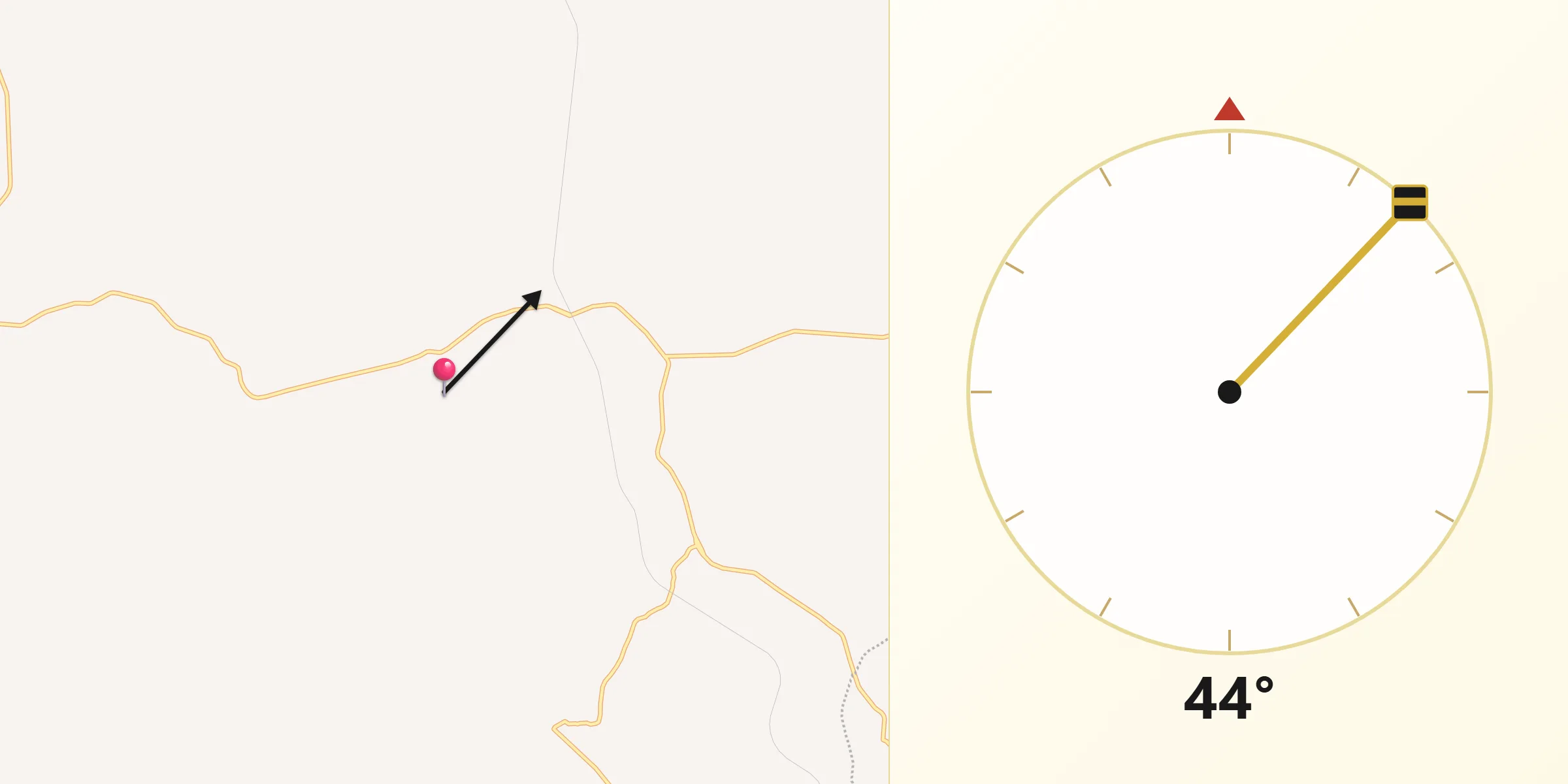Dirección de la Qibla desde San José del Caliche (El Caliche)