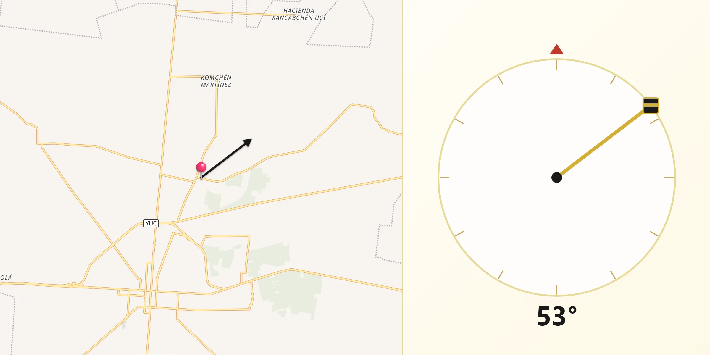 Dirección de la Qibla desde Uci