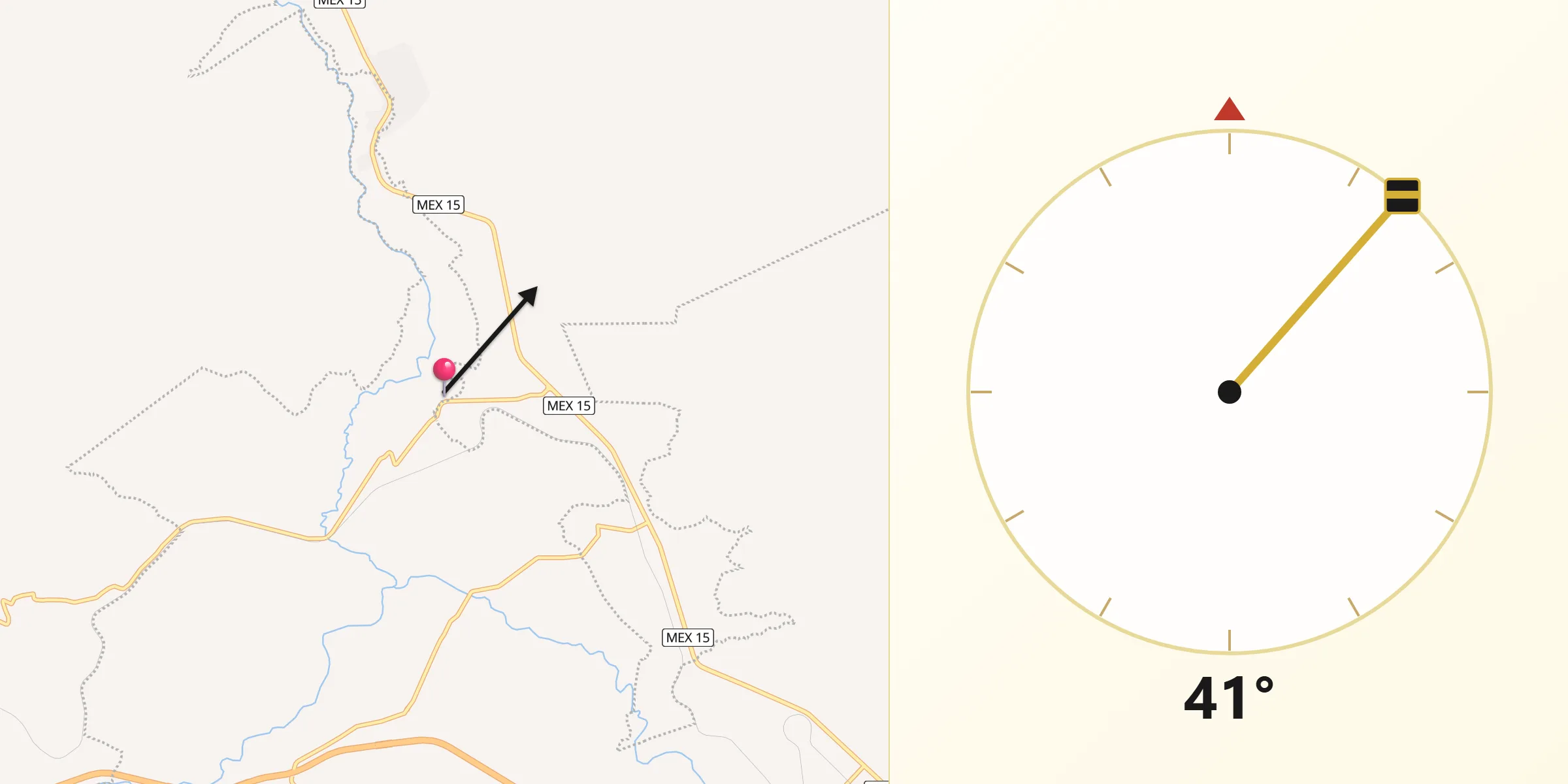 Dirección de la Qibla desde Tetitlán