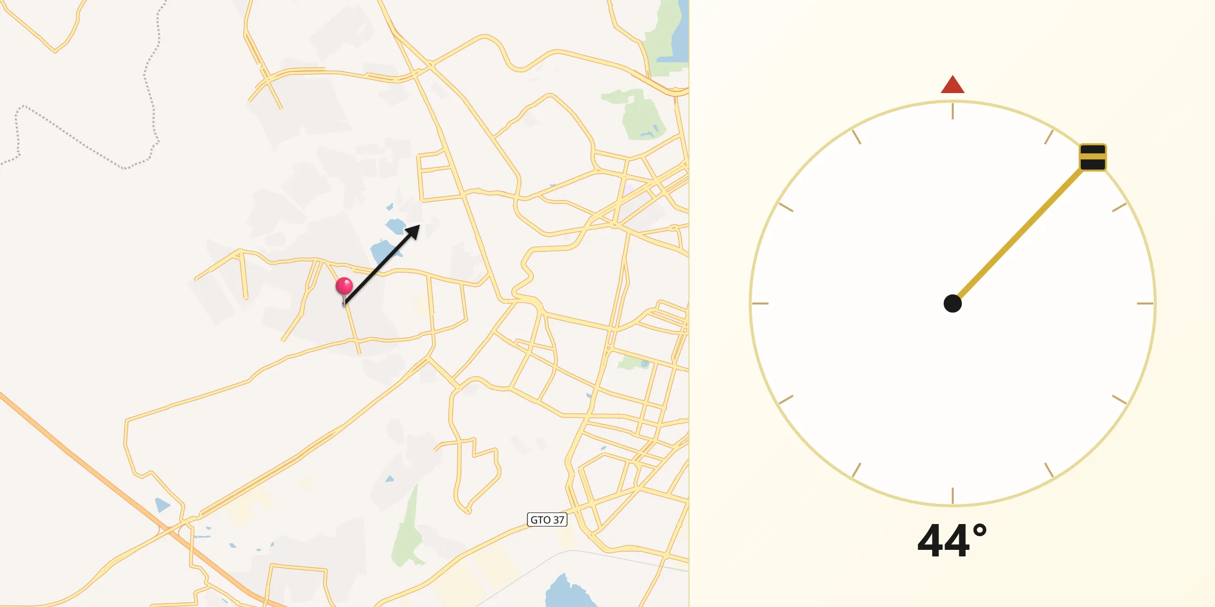 Dirección de la Qibla desde Centro Familiar la Soledad