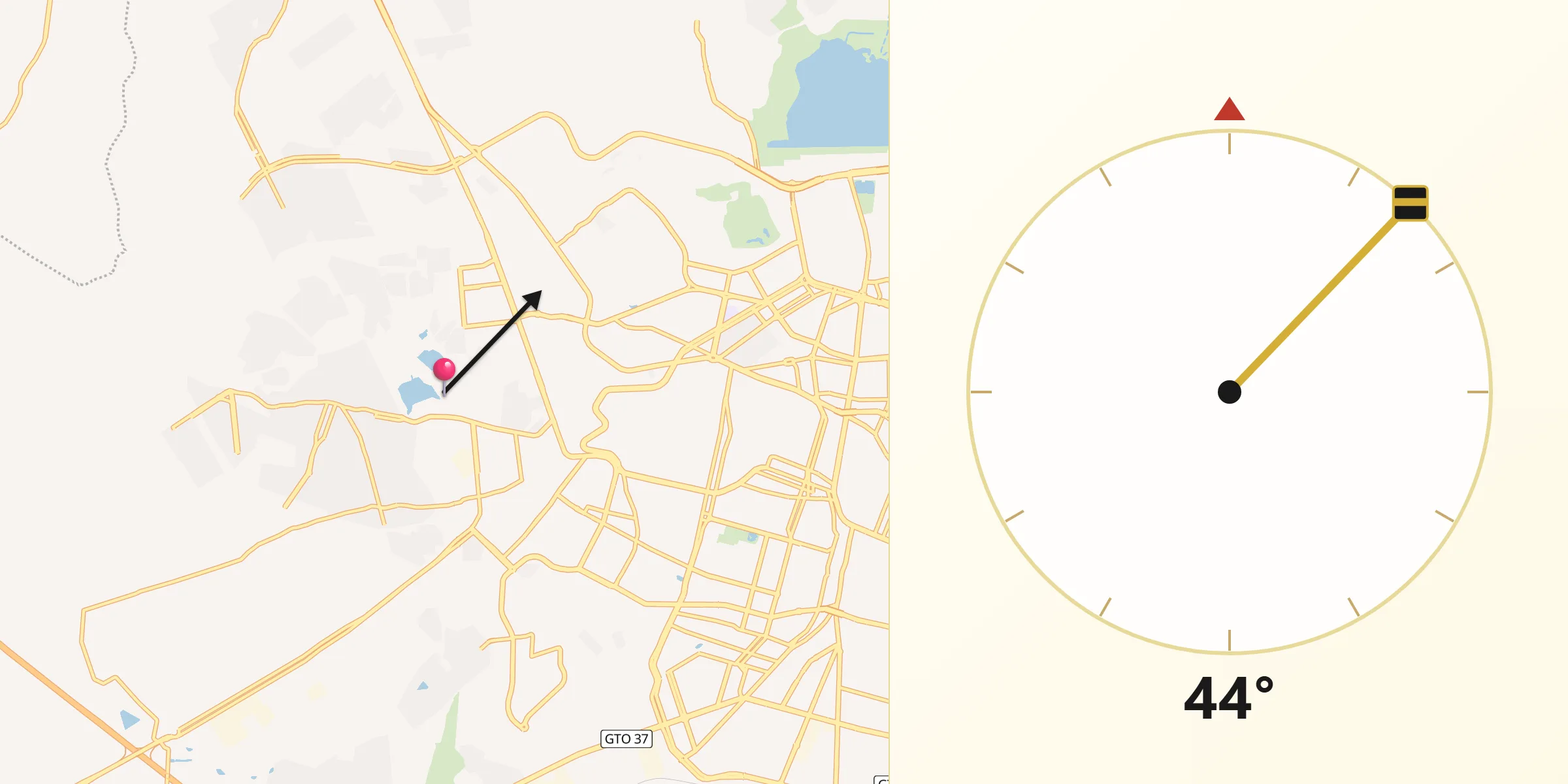 Dirección de la Qibla desde Ejido la Joya