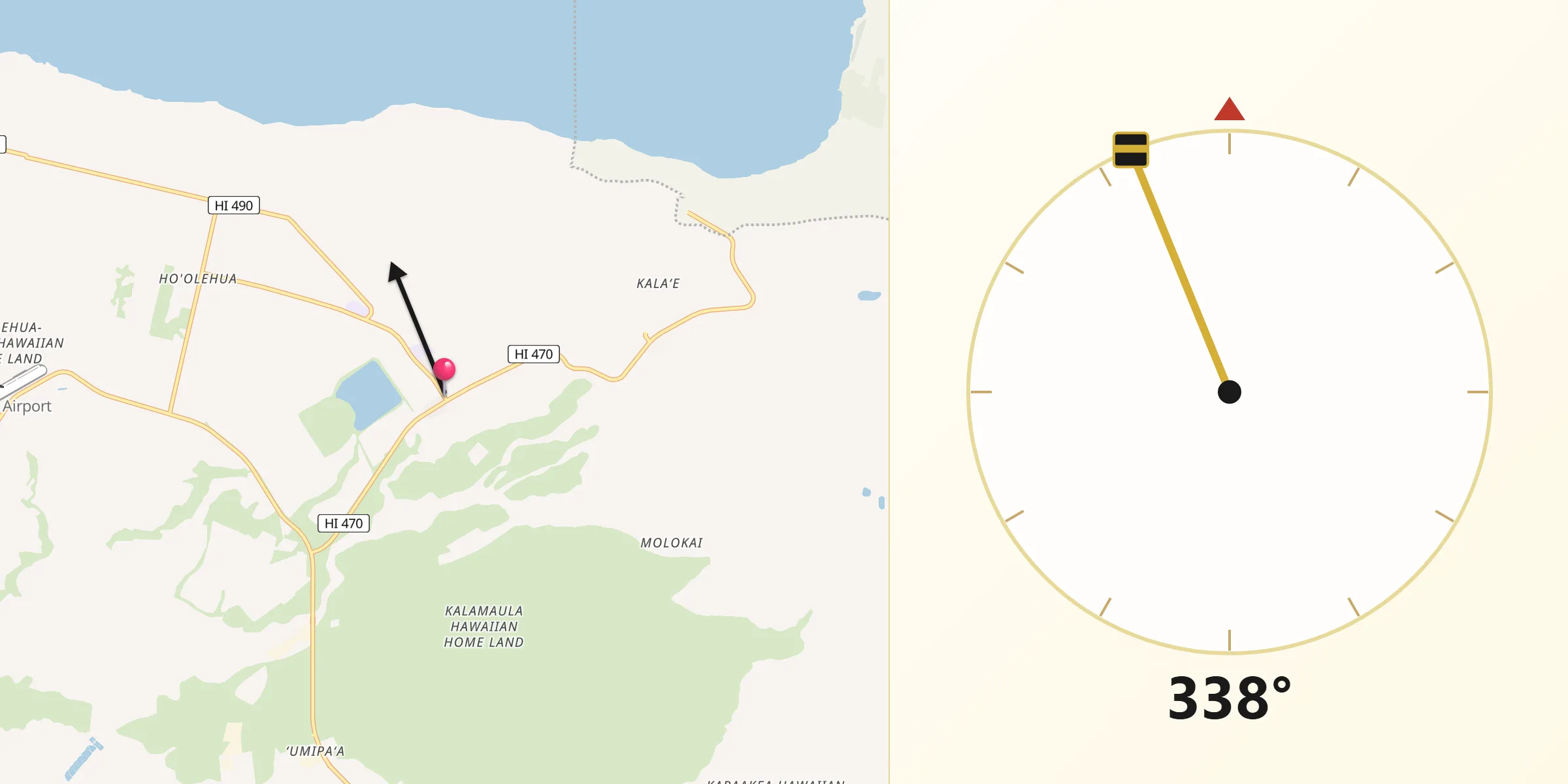 Qibla Direction from Kualapu‘u
