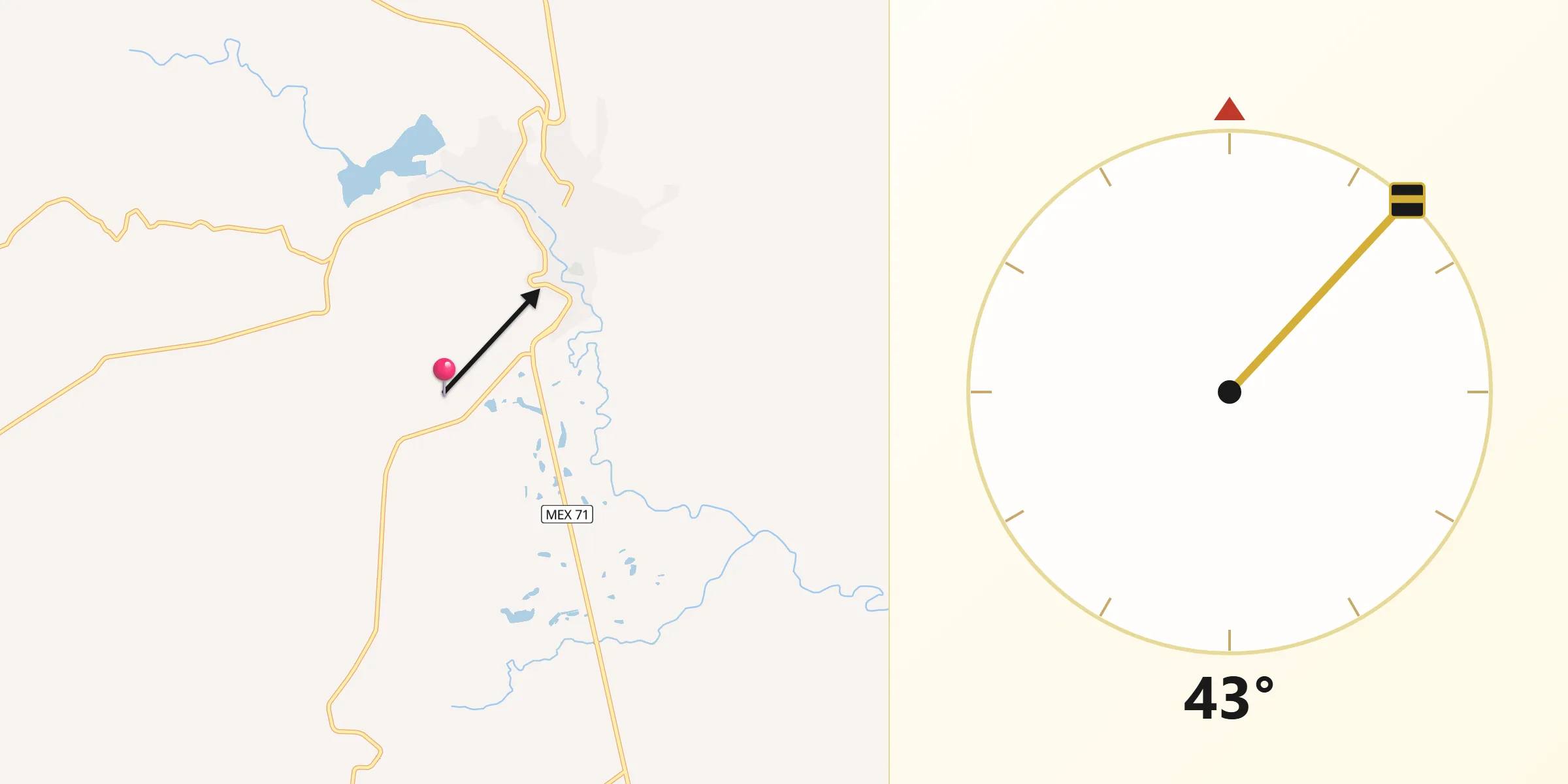 Dirección de la Qibla desde Colonia Ganadera
