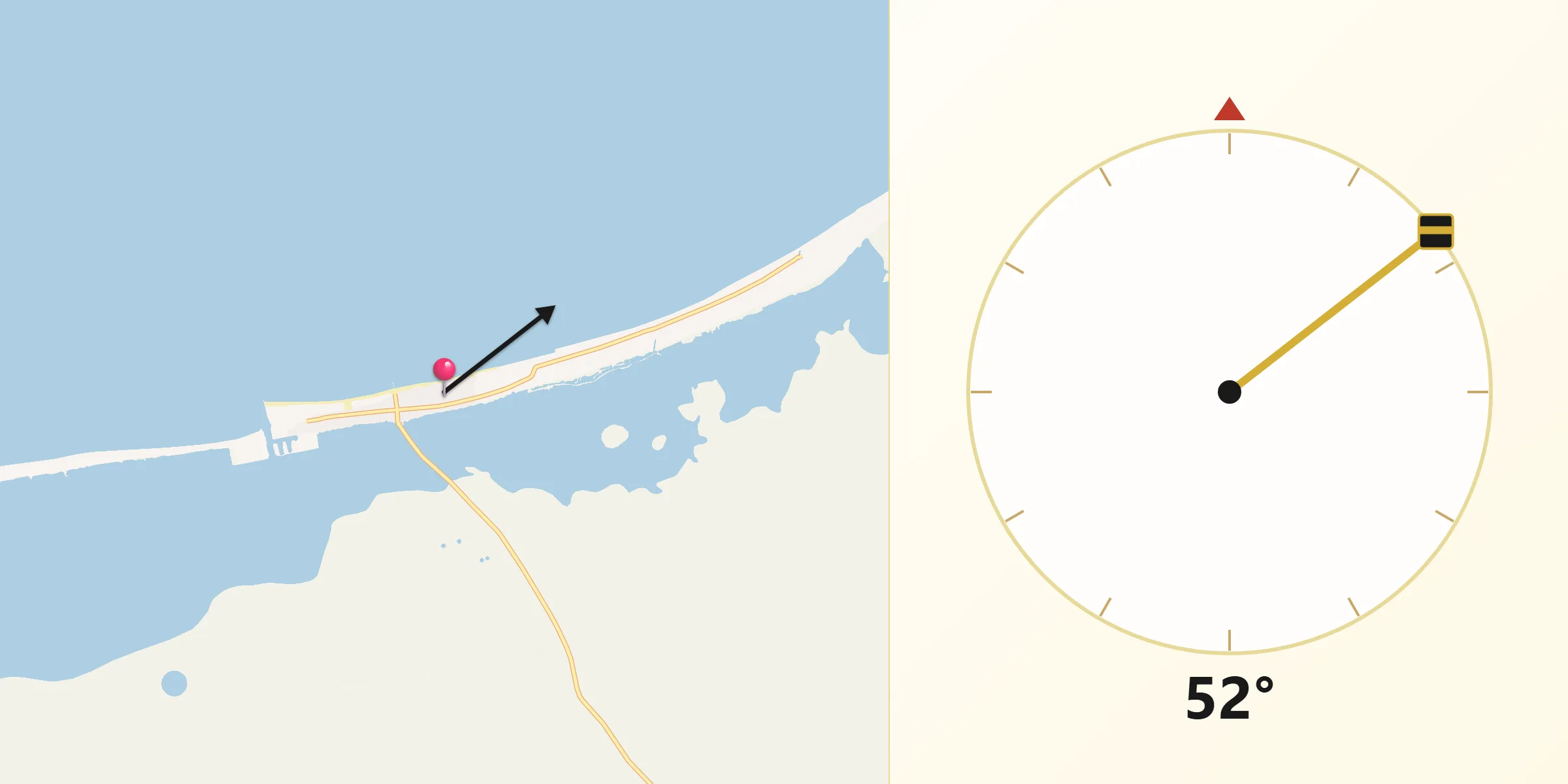 Dirección de la Qibla desde Sisal