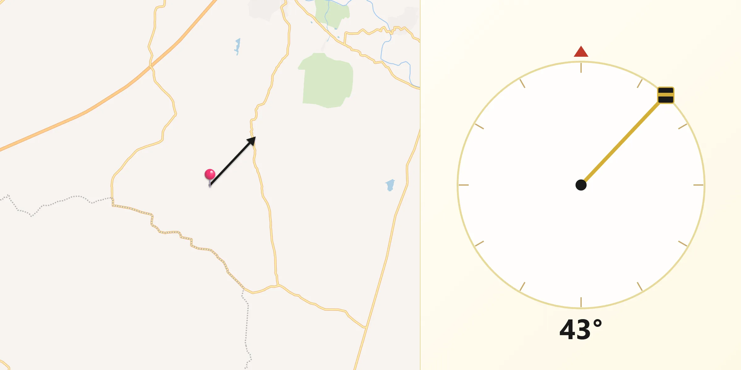 Dirección de la Qibla desde Estancia Vieja de Arriba