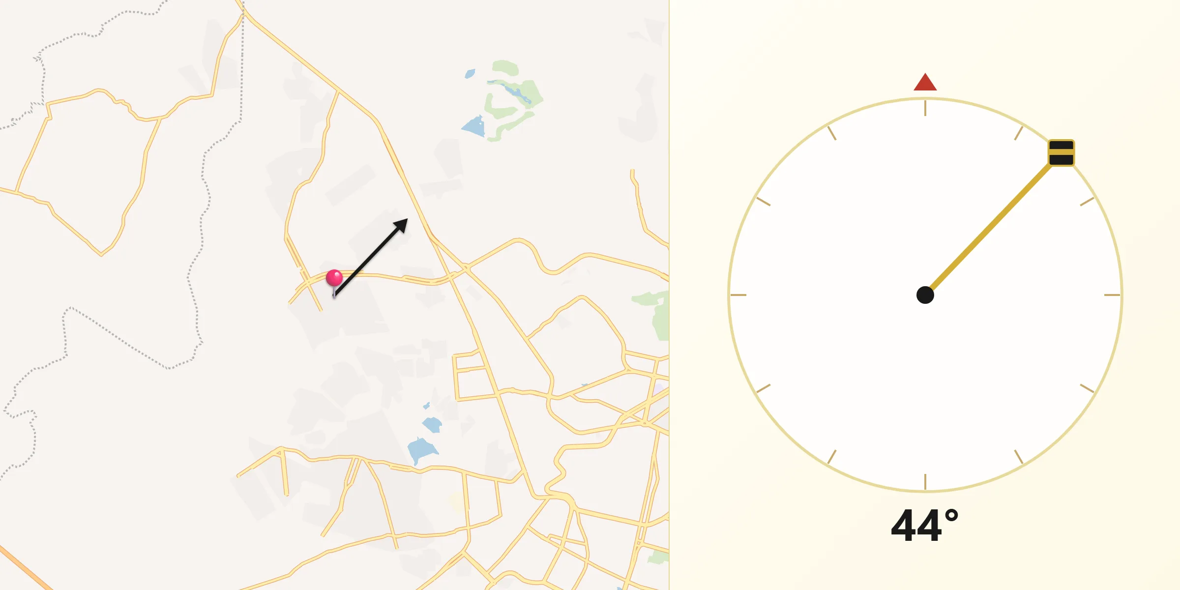 Dirección de la Qibla desde Fraccionamiento Paseo de las Torres