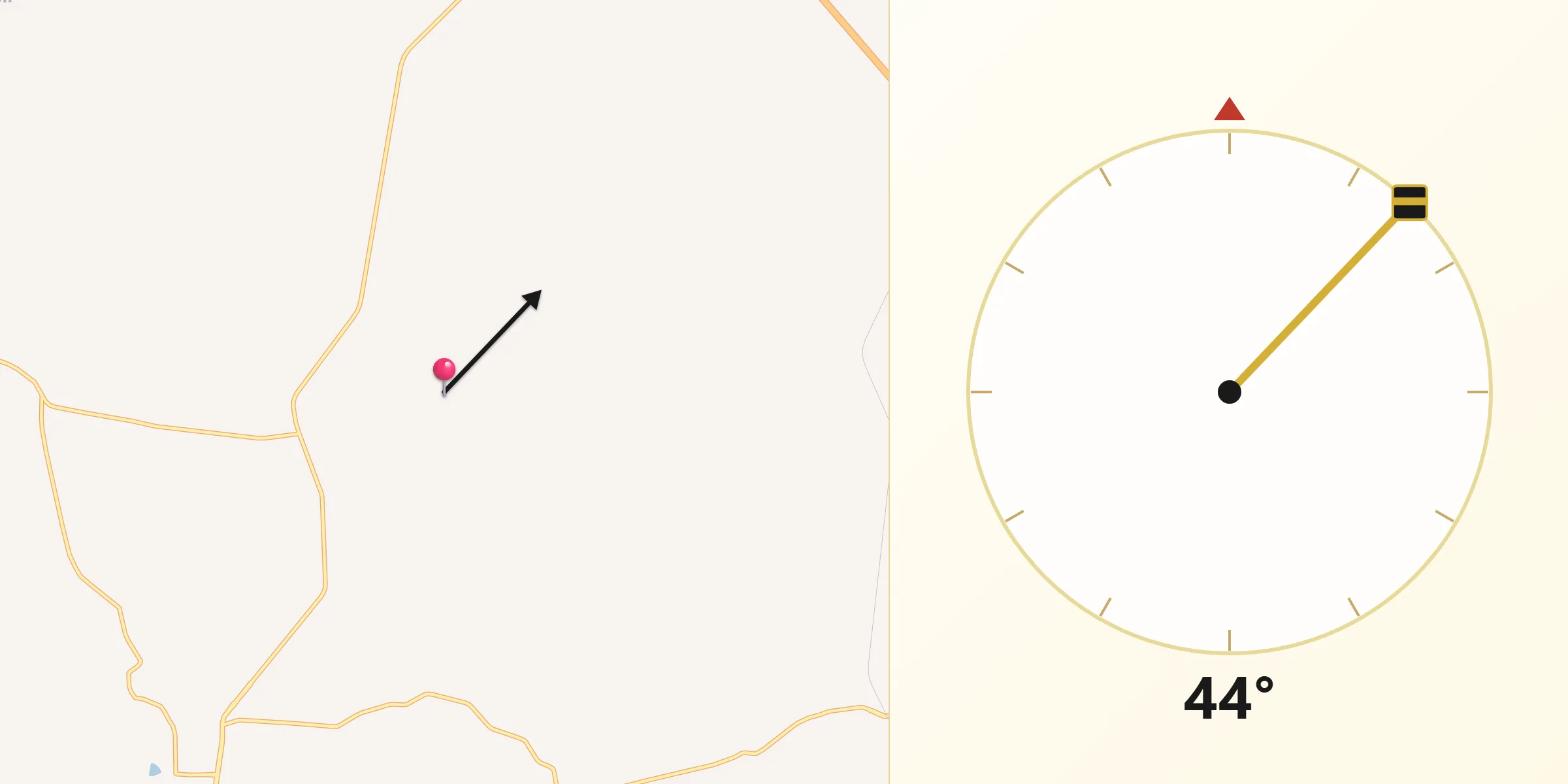 Dirección de la Qibla desde El Jaral