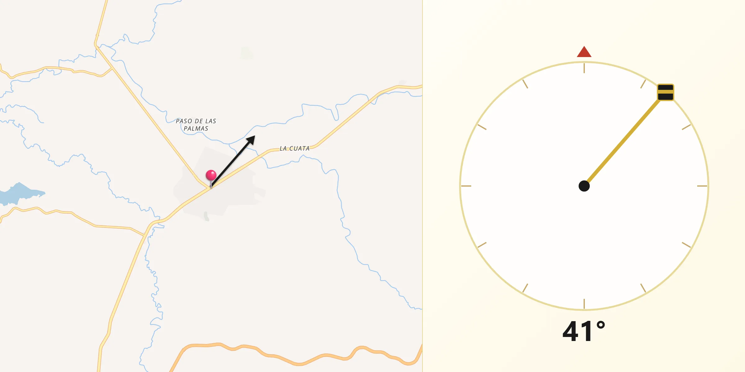 Dirección de la Qibla desde Las Varas
