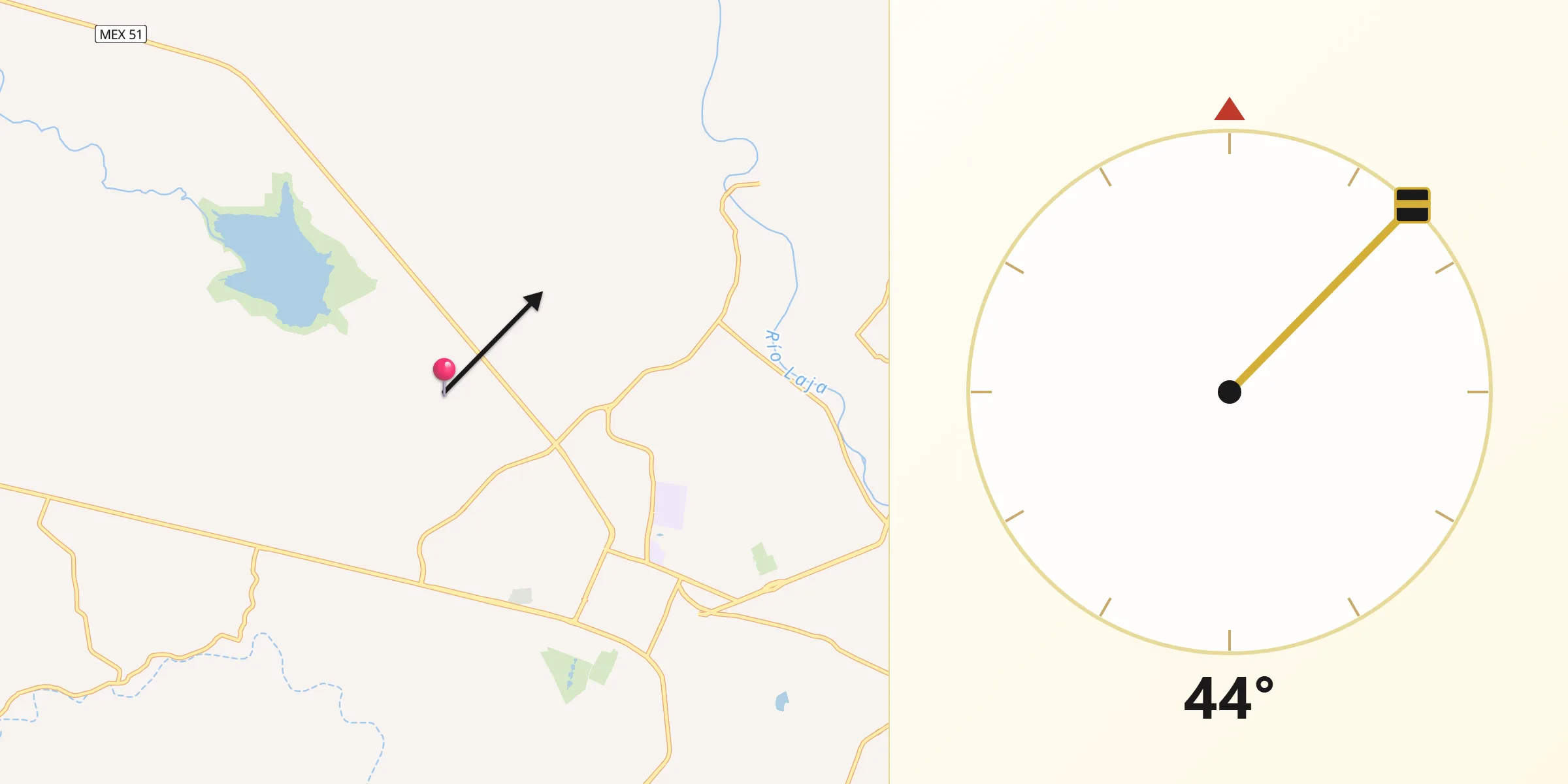 Dirección de la Qibla desde El Gallinero