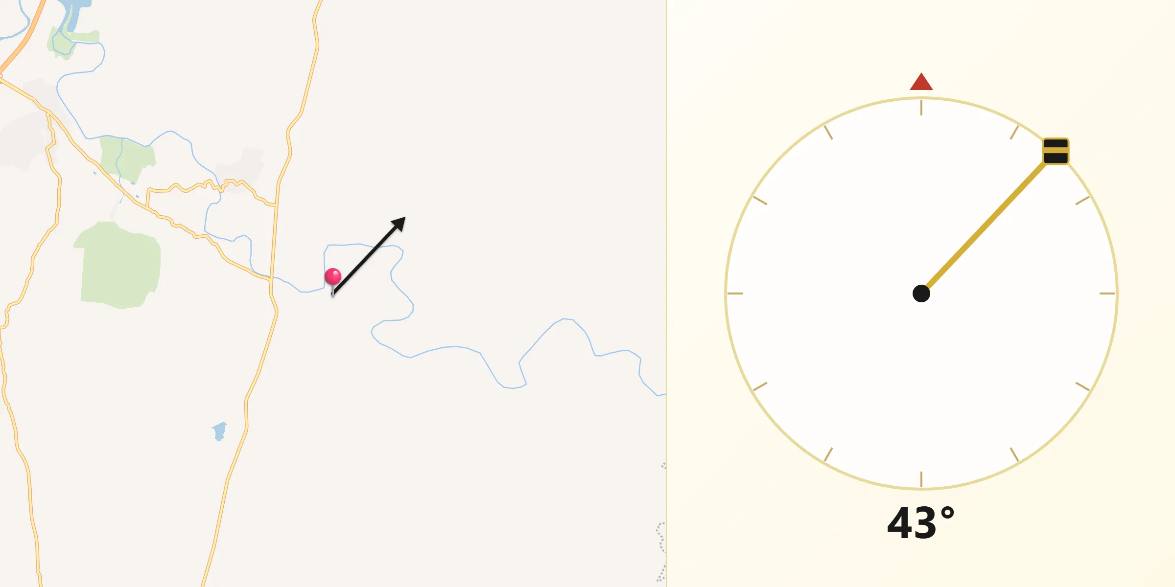 Dirección de la Qibla desde Casas Viejas