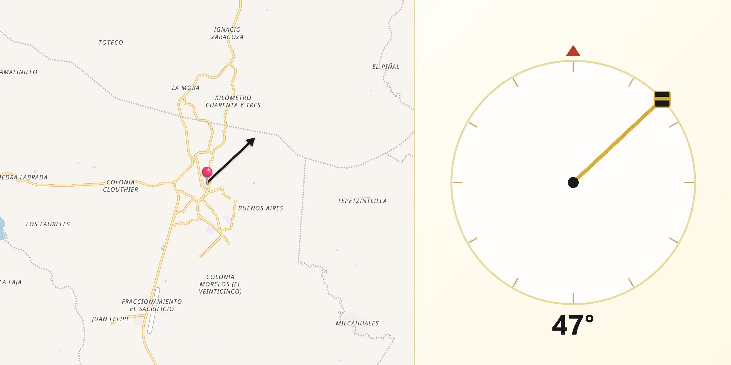 Dirección de la Qibla desde Cerro Azul