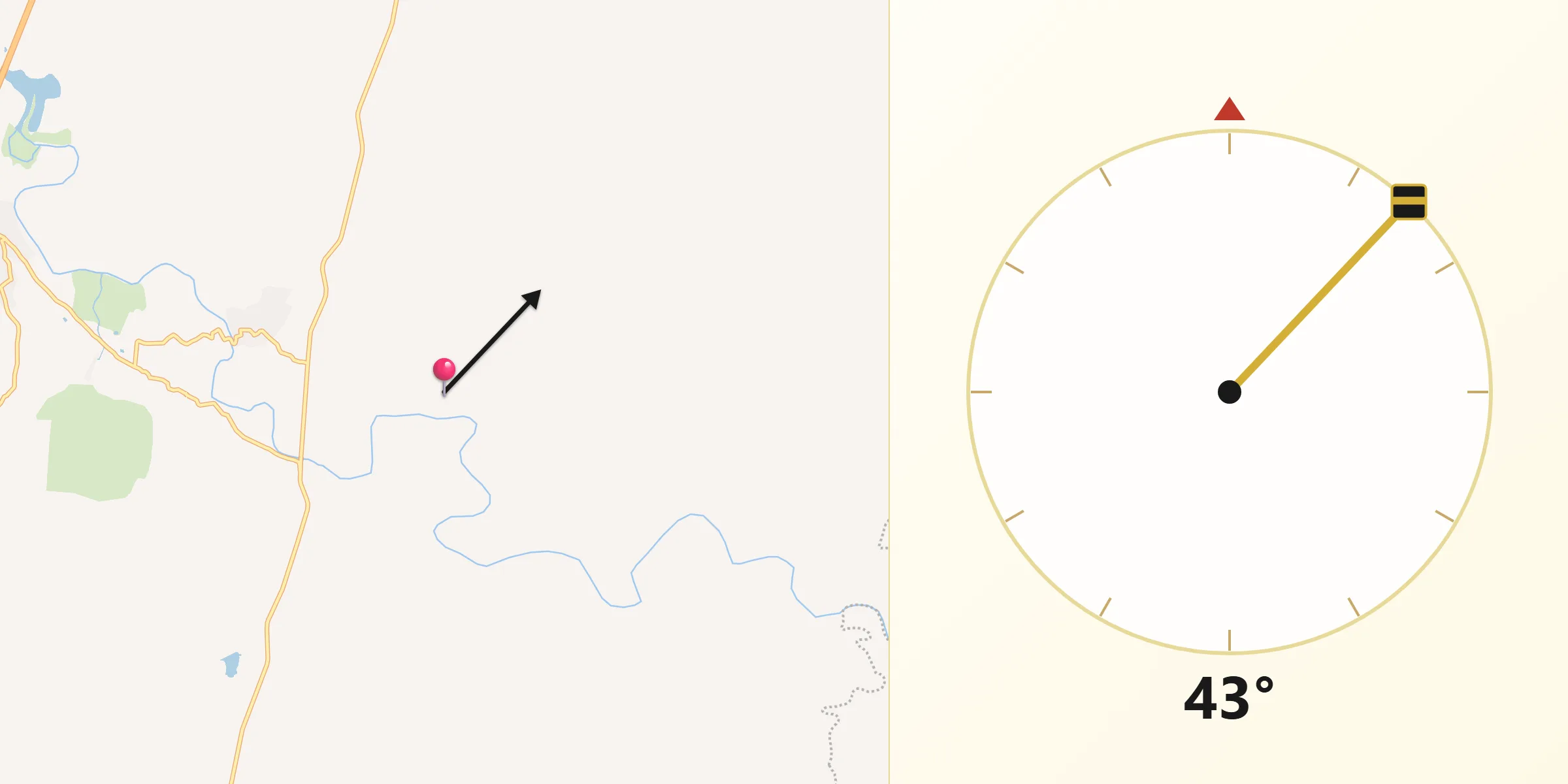 Dirección de la Qibla desde El Tecolote