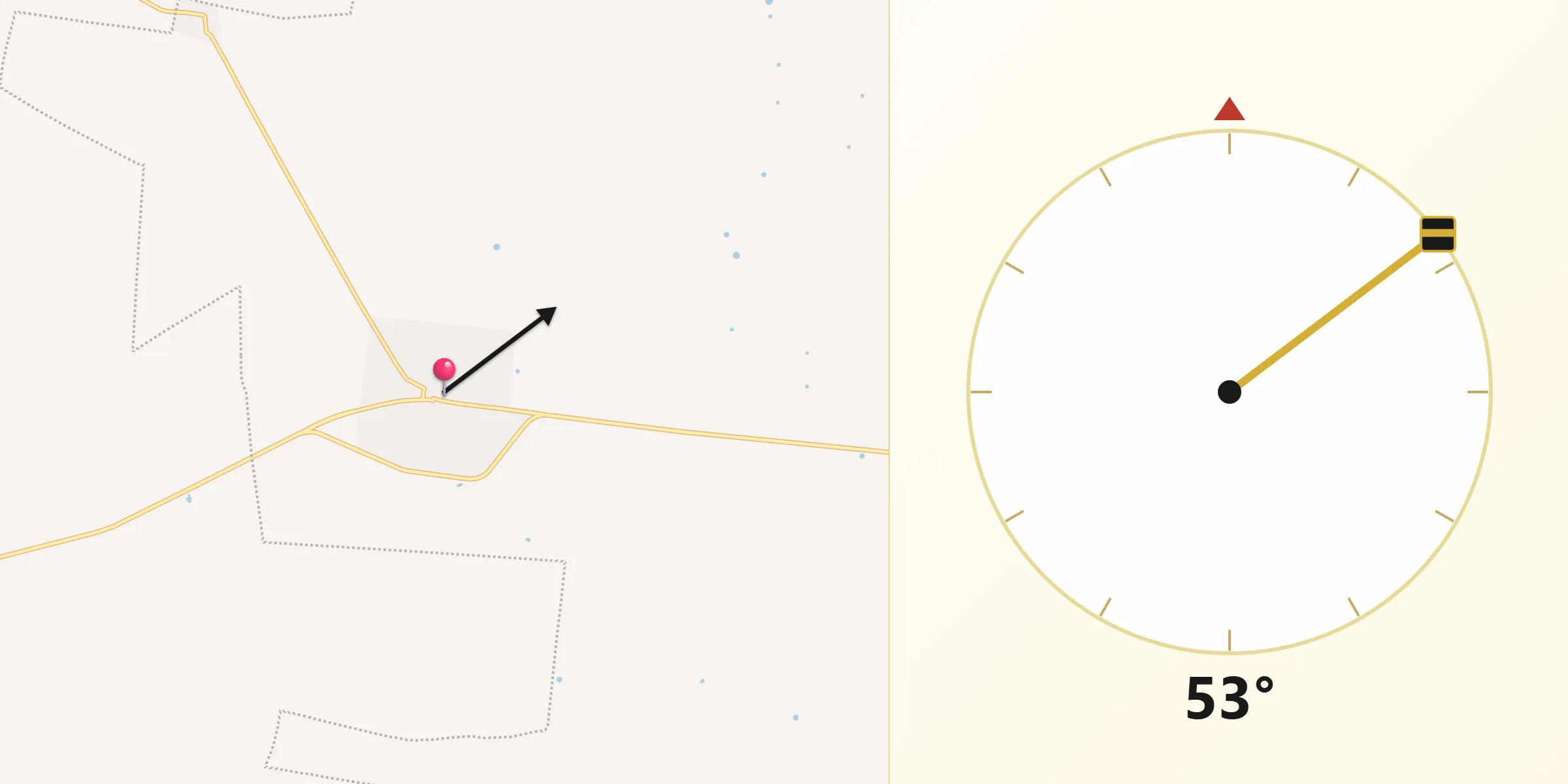 Dirección de la Qibla desde Buctzotz