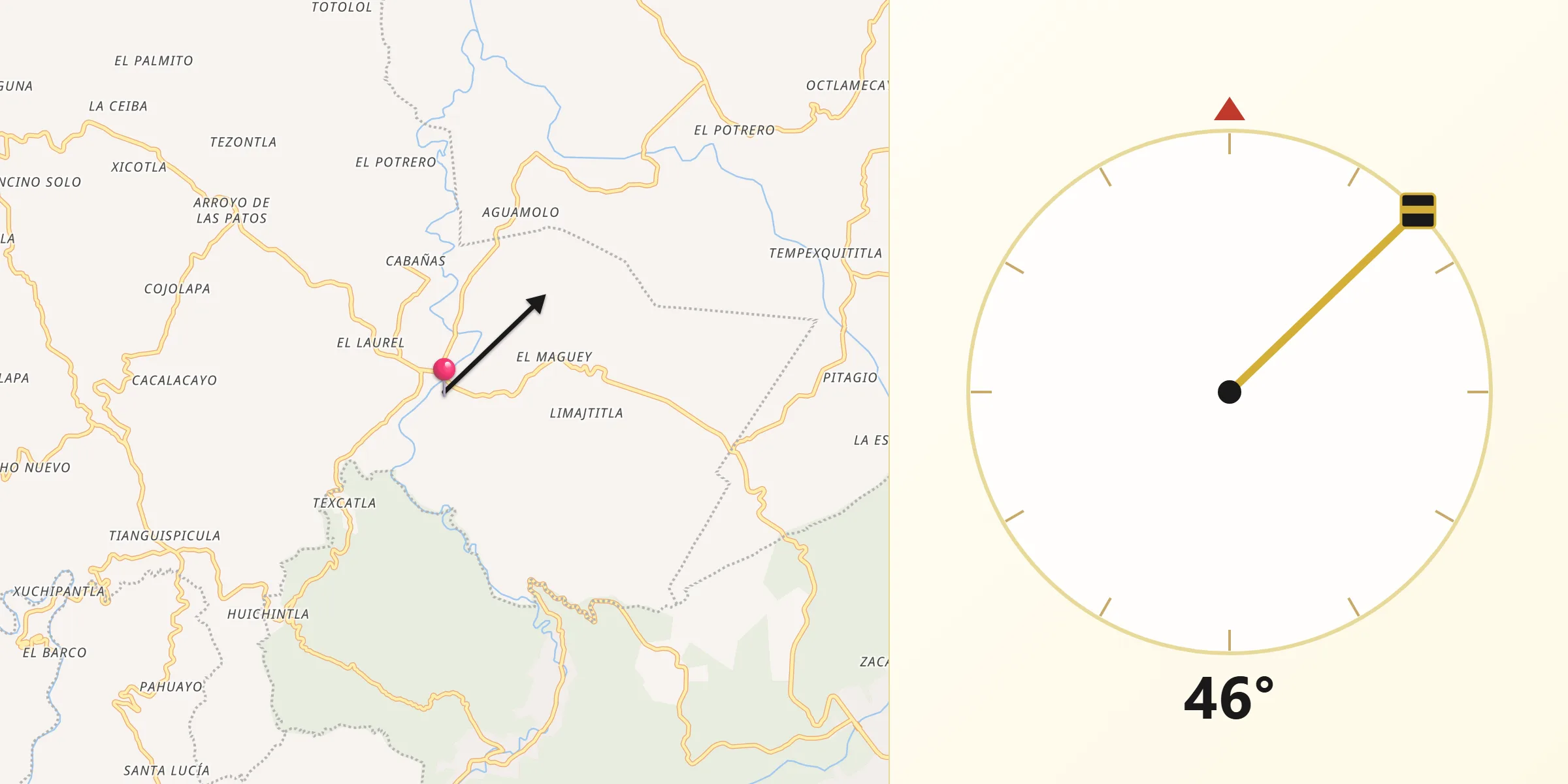 Dirección de la Qibla desde Chapulhuacanito