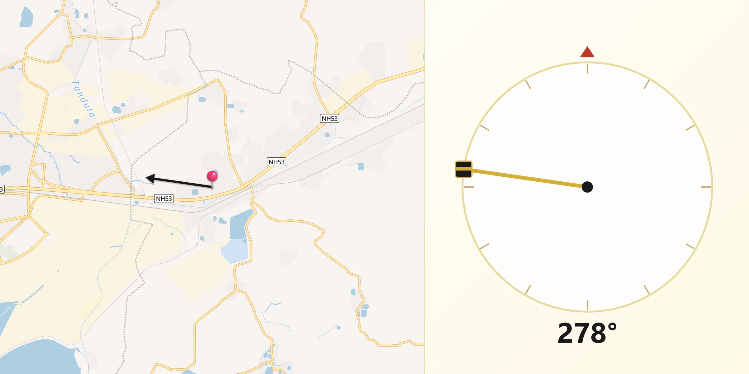 Qibla Direction from Bhilai