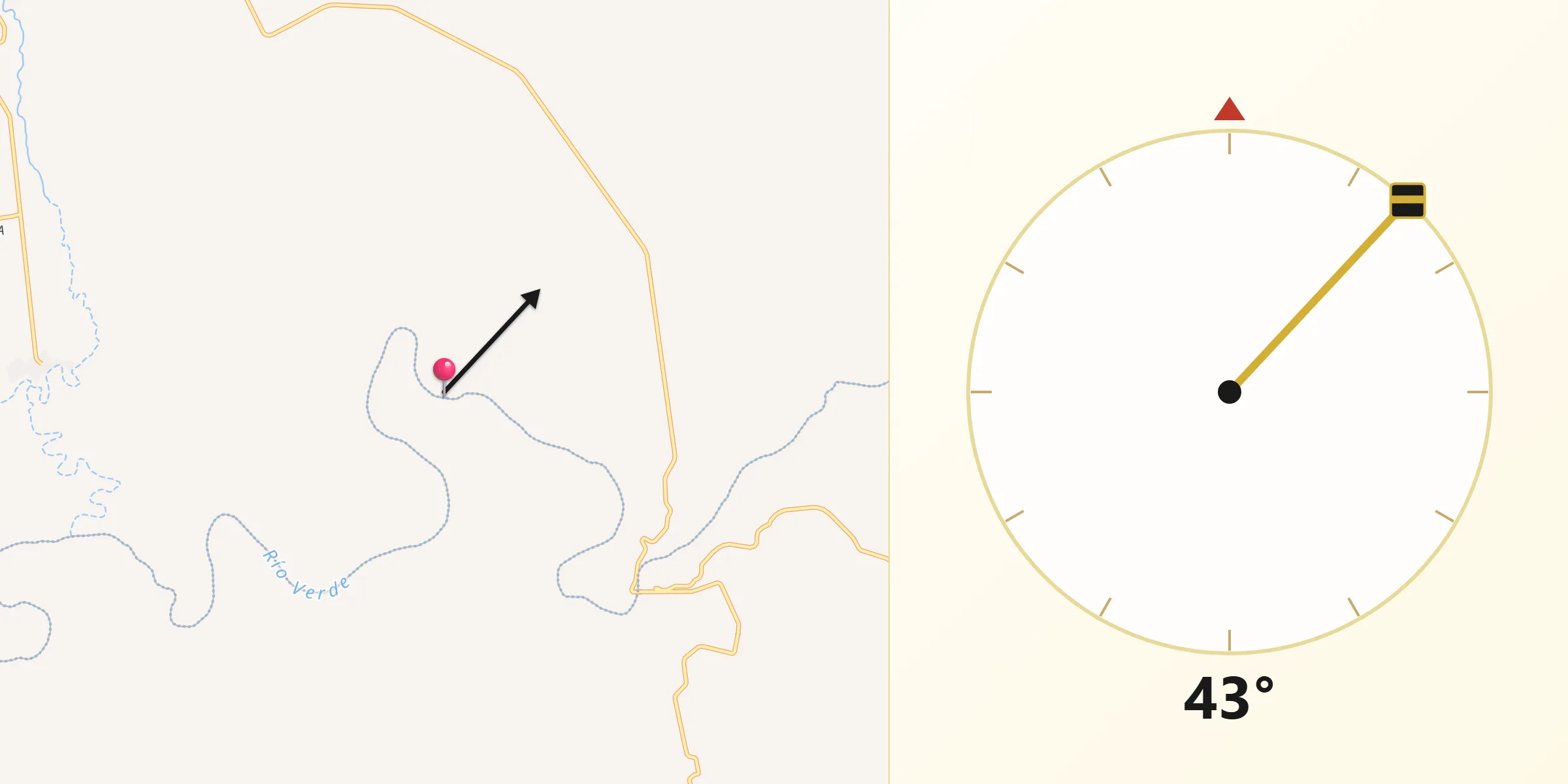 Dirección de la Qibla desde Mexticacán