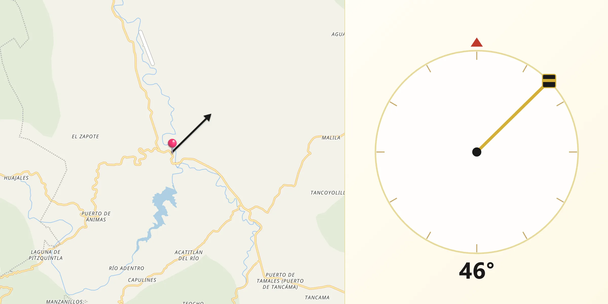 Dirección de la Qibla desde Jalpan