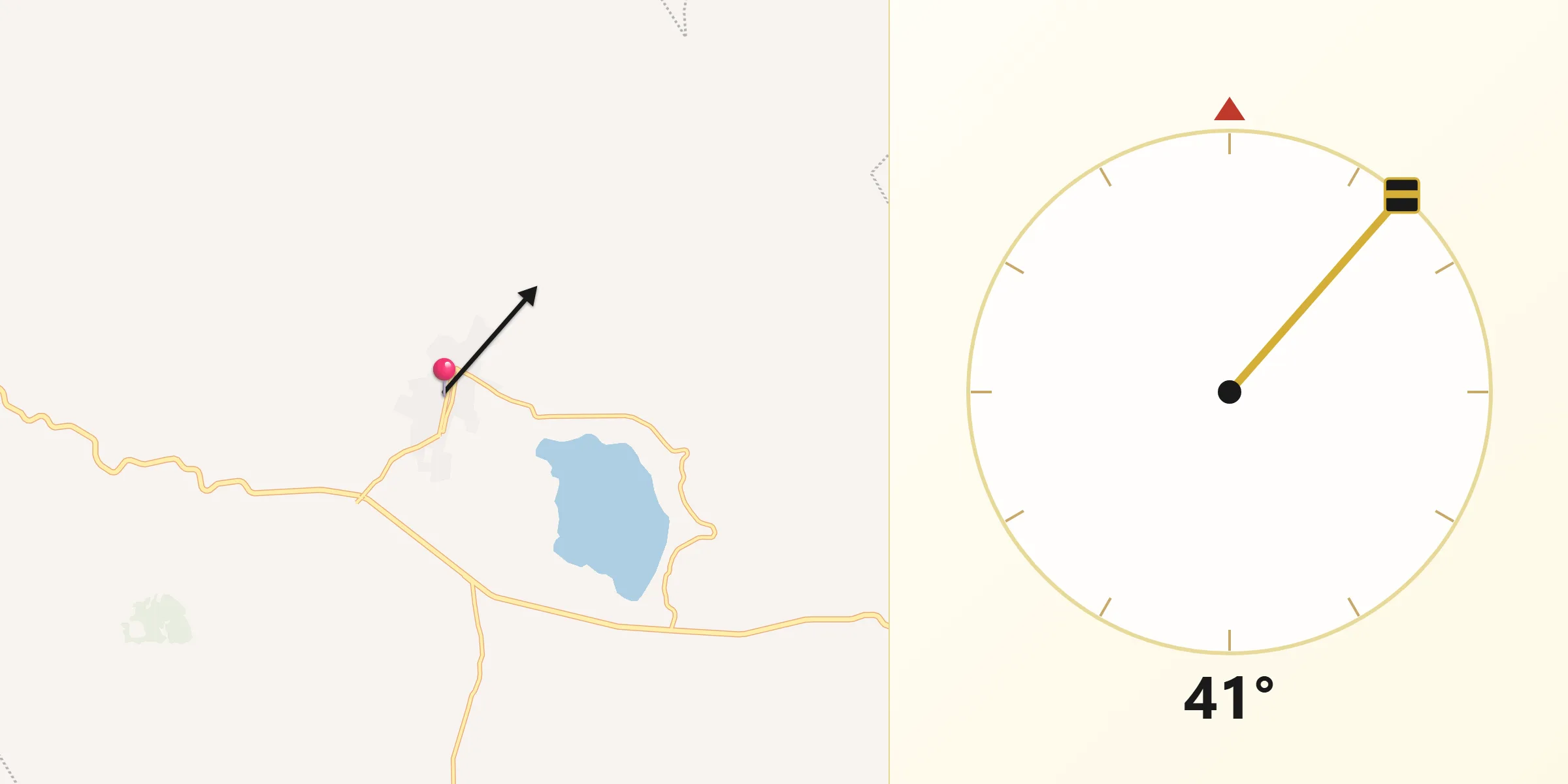 Dirección de la Qibla desde San Pedro Lagunillas