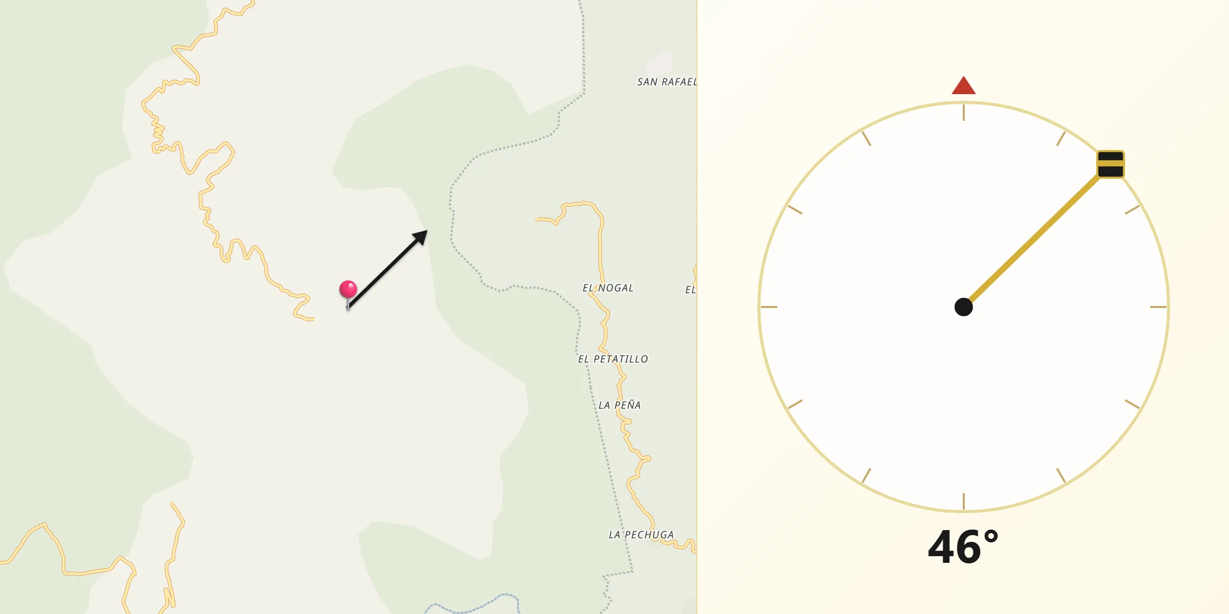 Dirección de la Qibla desde Agua Zarca