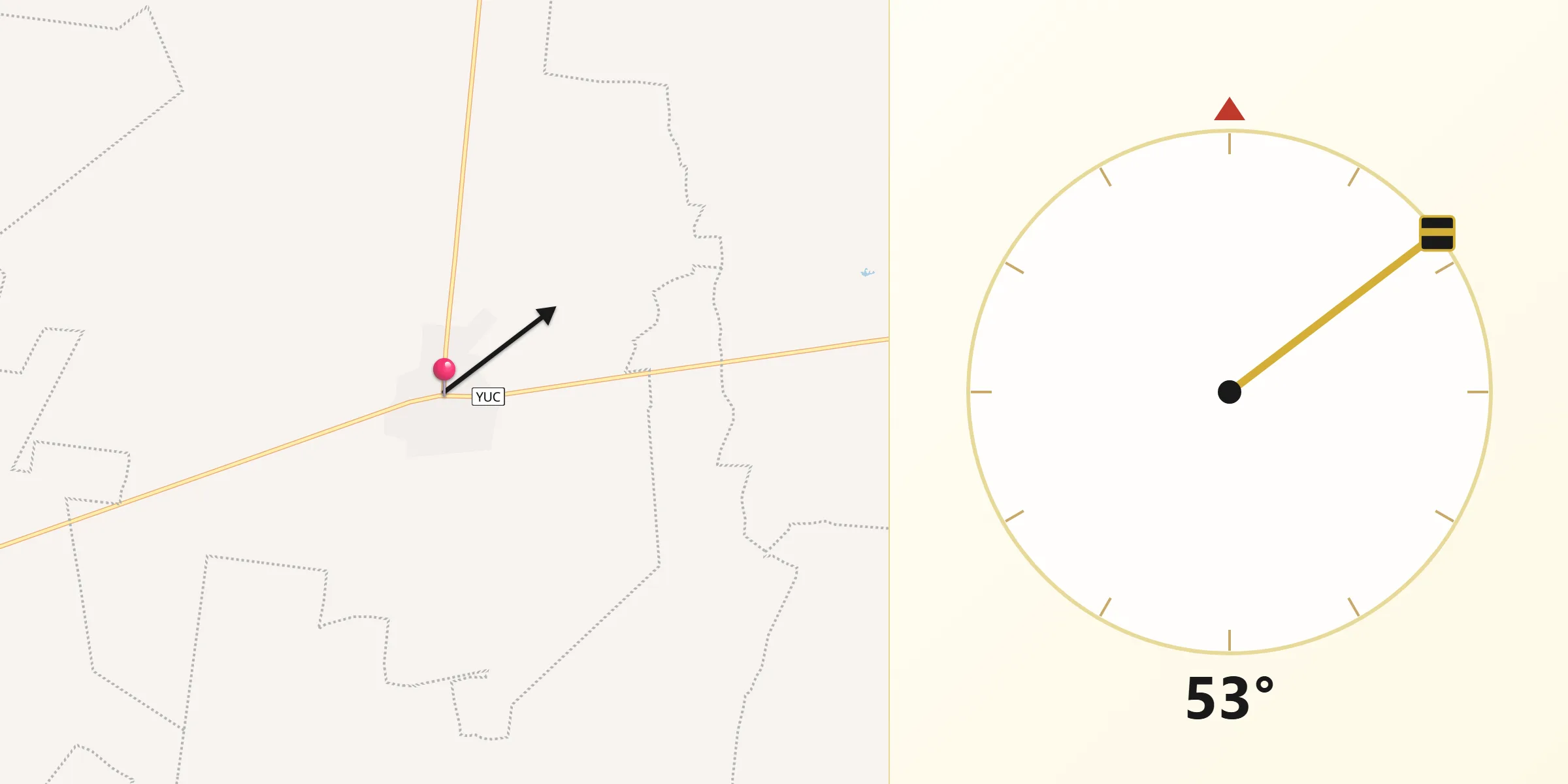 Dirección de la Qibla desde Sinanche