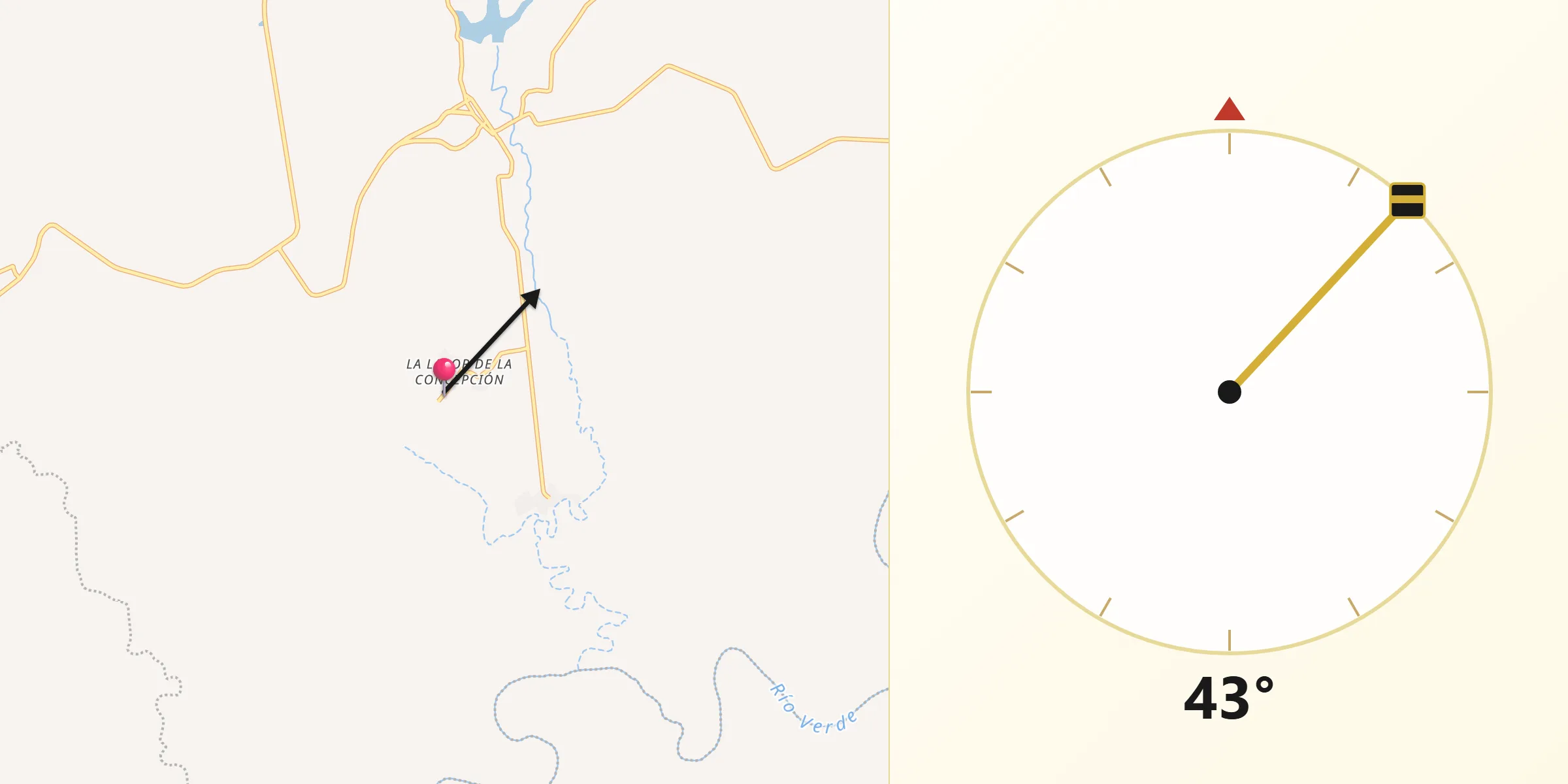 Dirección de la Qibla desde La Labor de la Concepción