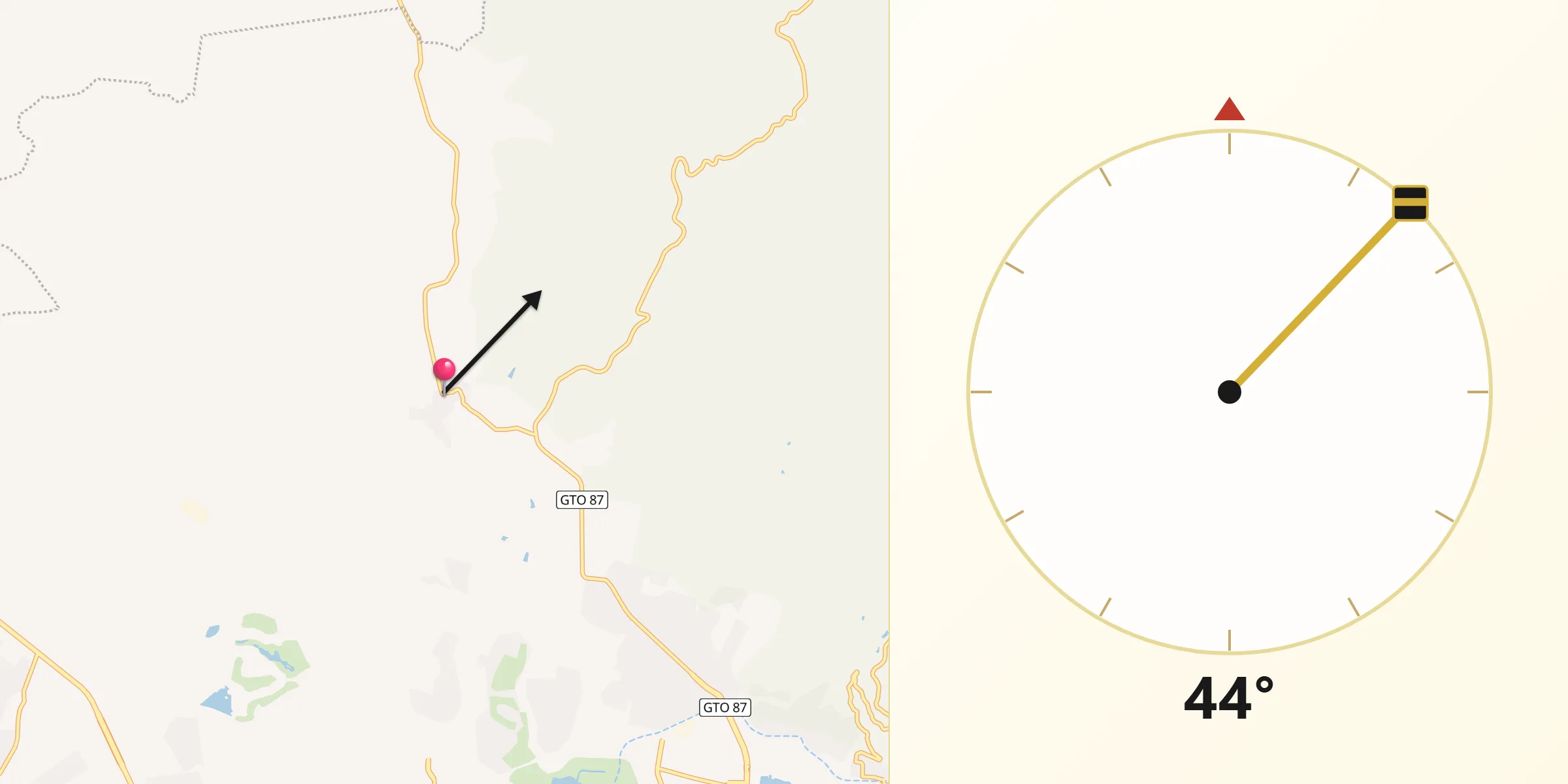Dirección de la Qibla desde Hacienda Arriba