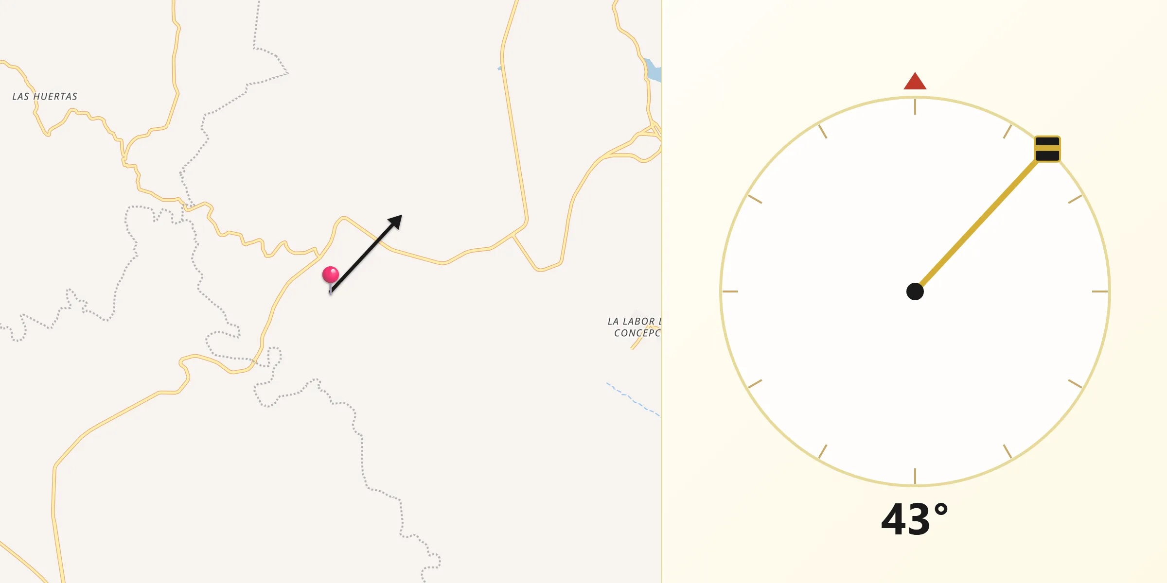 Dirección de la Qibla desde Cañada de Islas