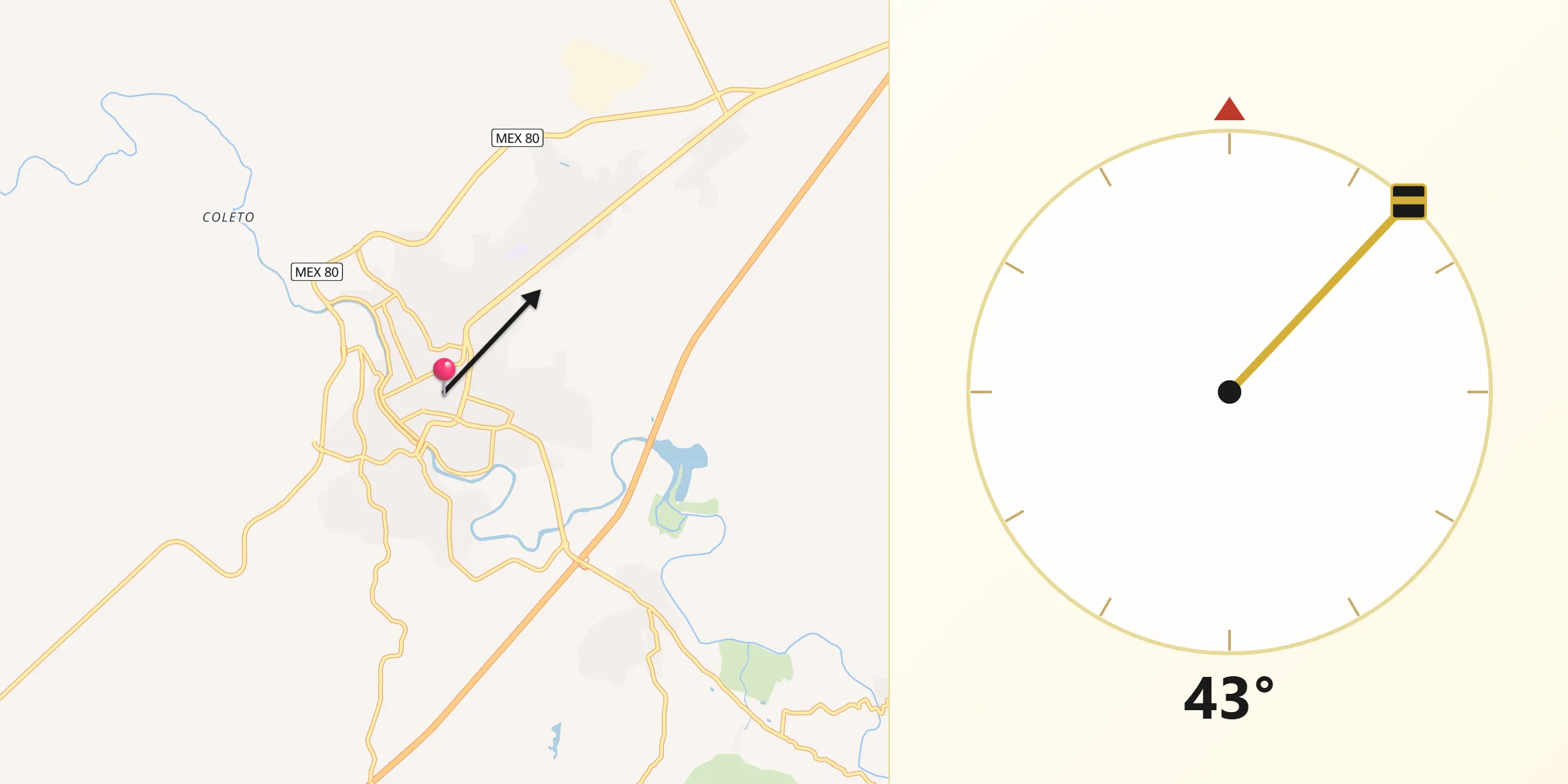 Dirección de la Qibla desde San Juan de los Lagos