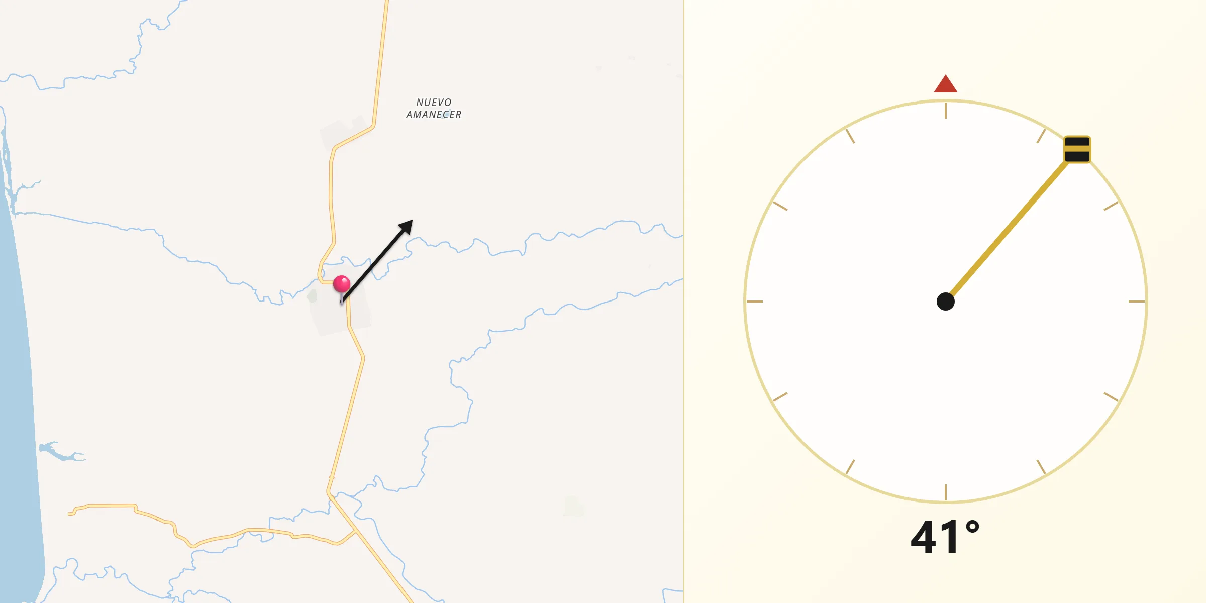 Dirección de la Qibla desde Zacualpan