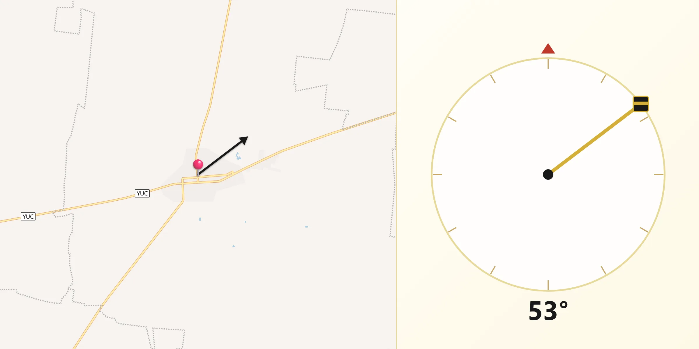 Dirección de la Qibla desde Dzidzantun
