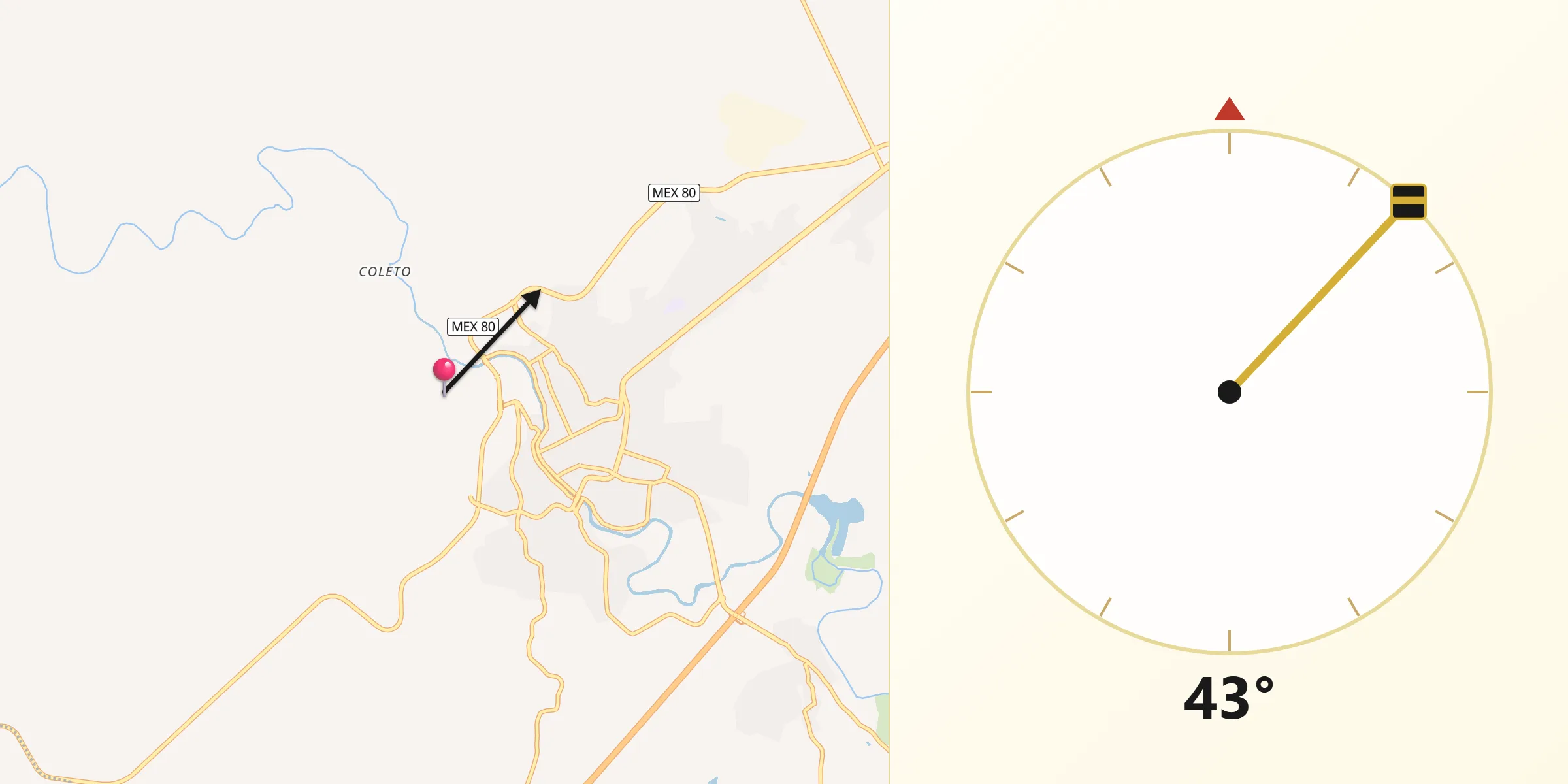 Dirección de la Qibla desde Colonia Santa Cecilia