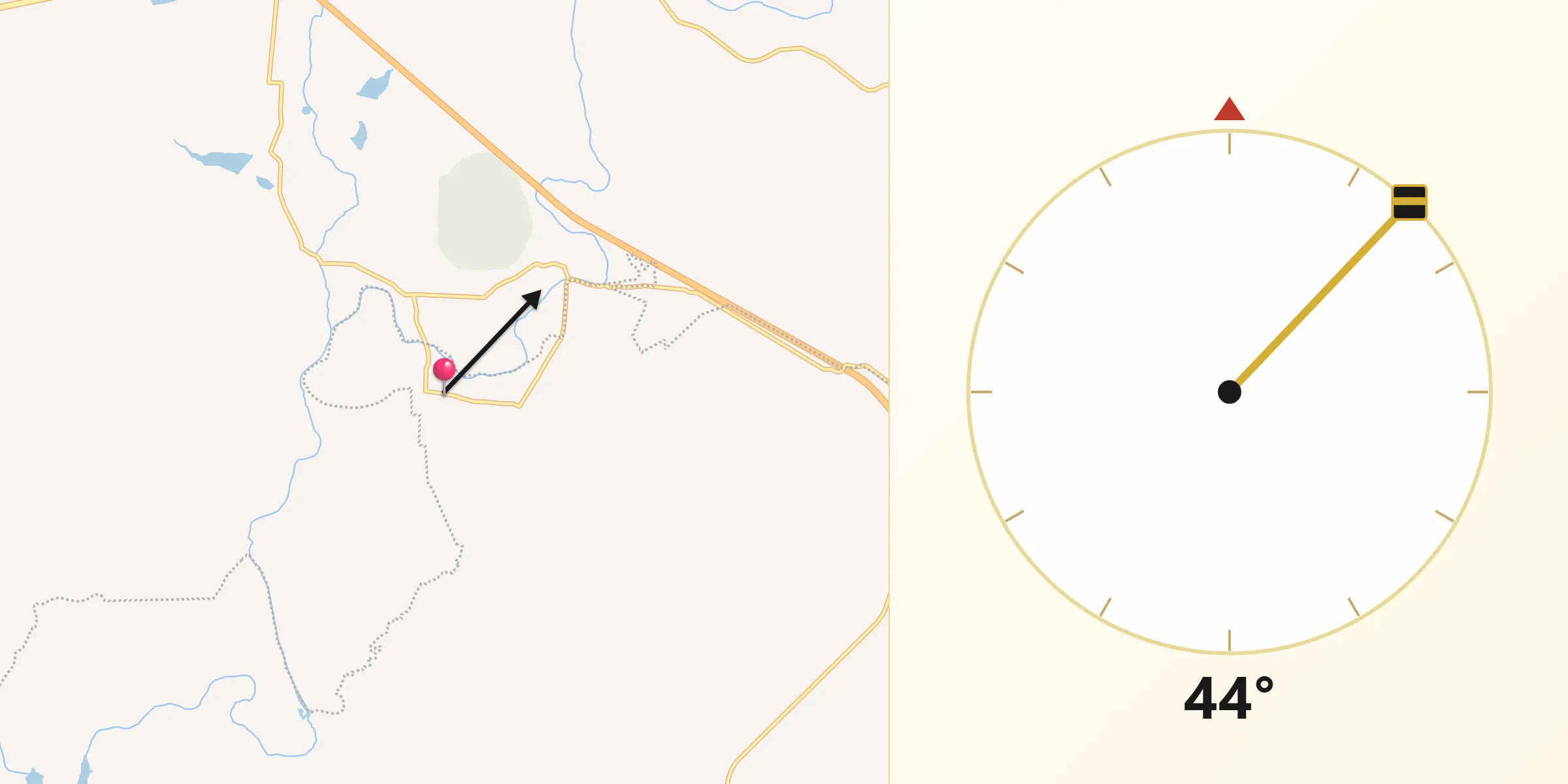 Dirección de la Qibla desde Churintzio